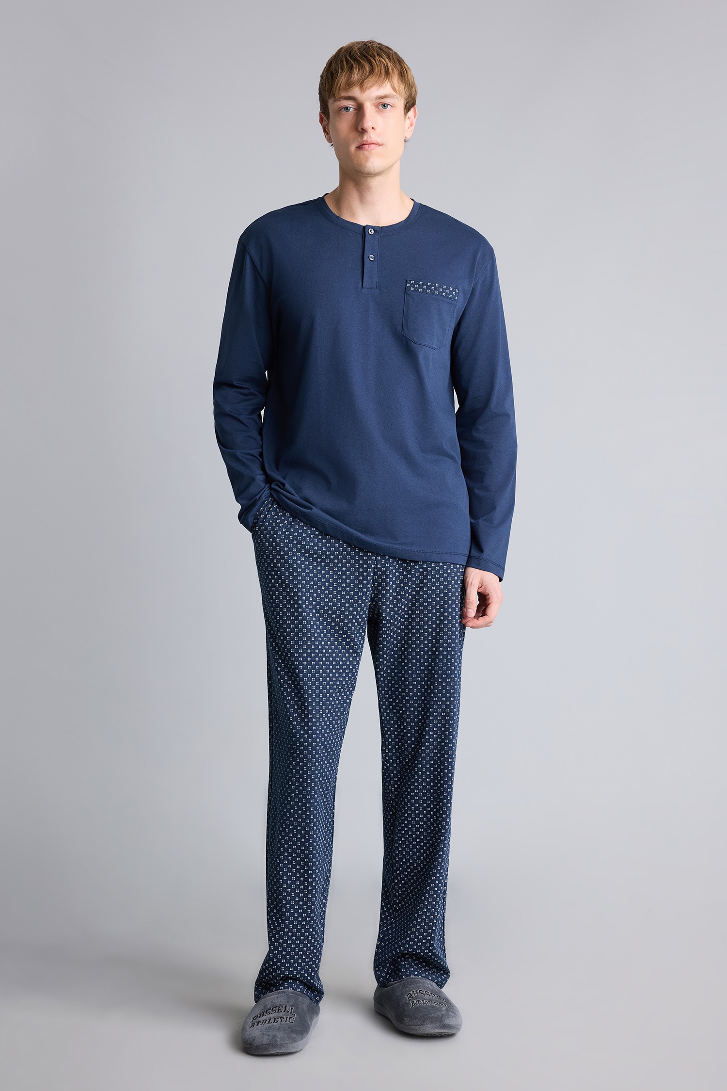 DeFacto Regular Fit Henley Yaka 2'li Pijama Takımı