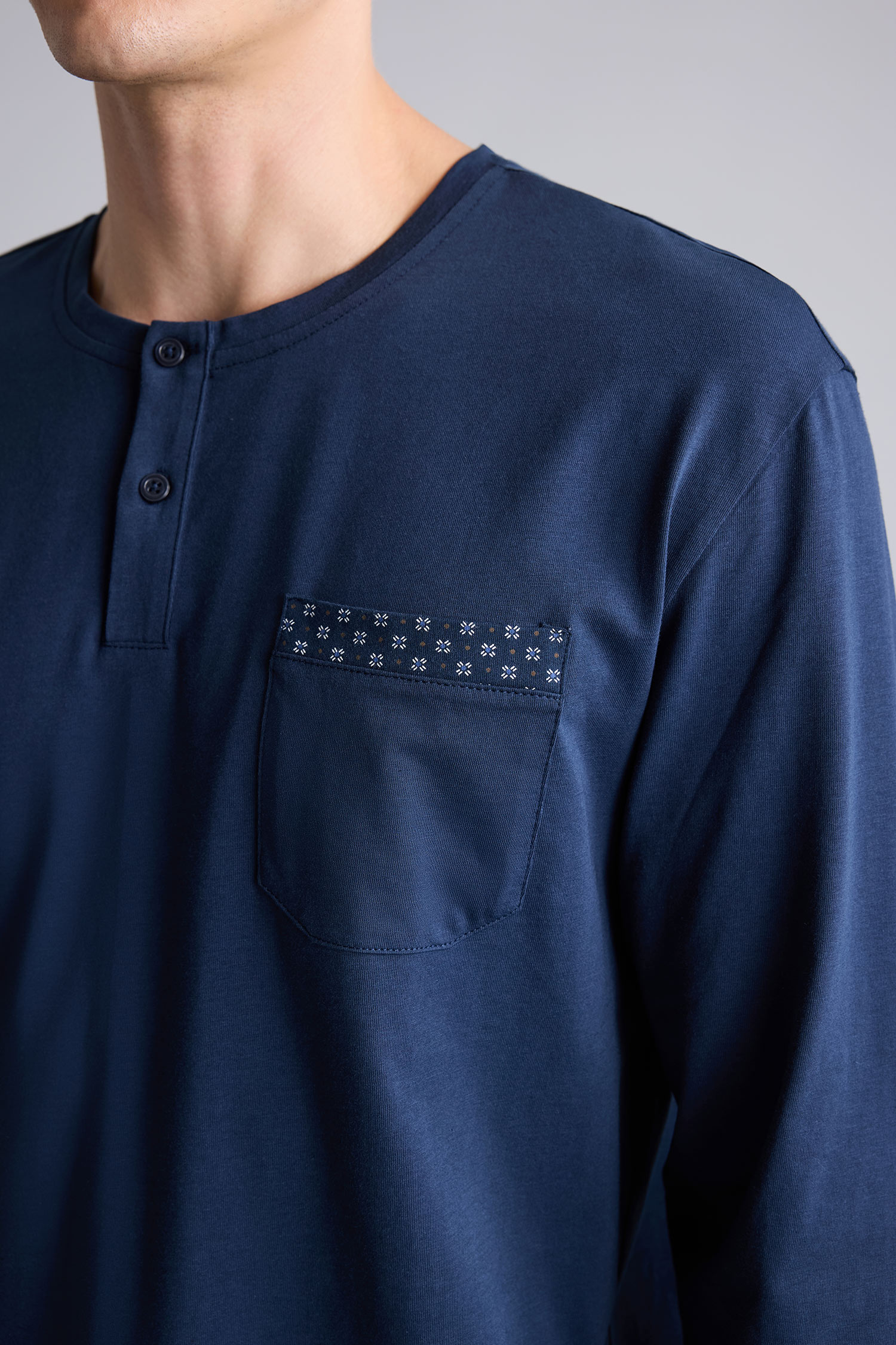 DeFacto Regular Fit Henley Yaka 2'li Pijama Takımı görsel 4