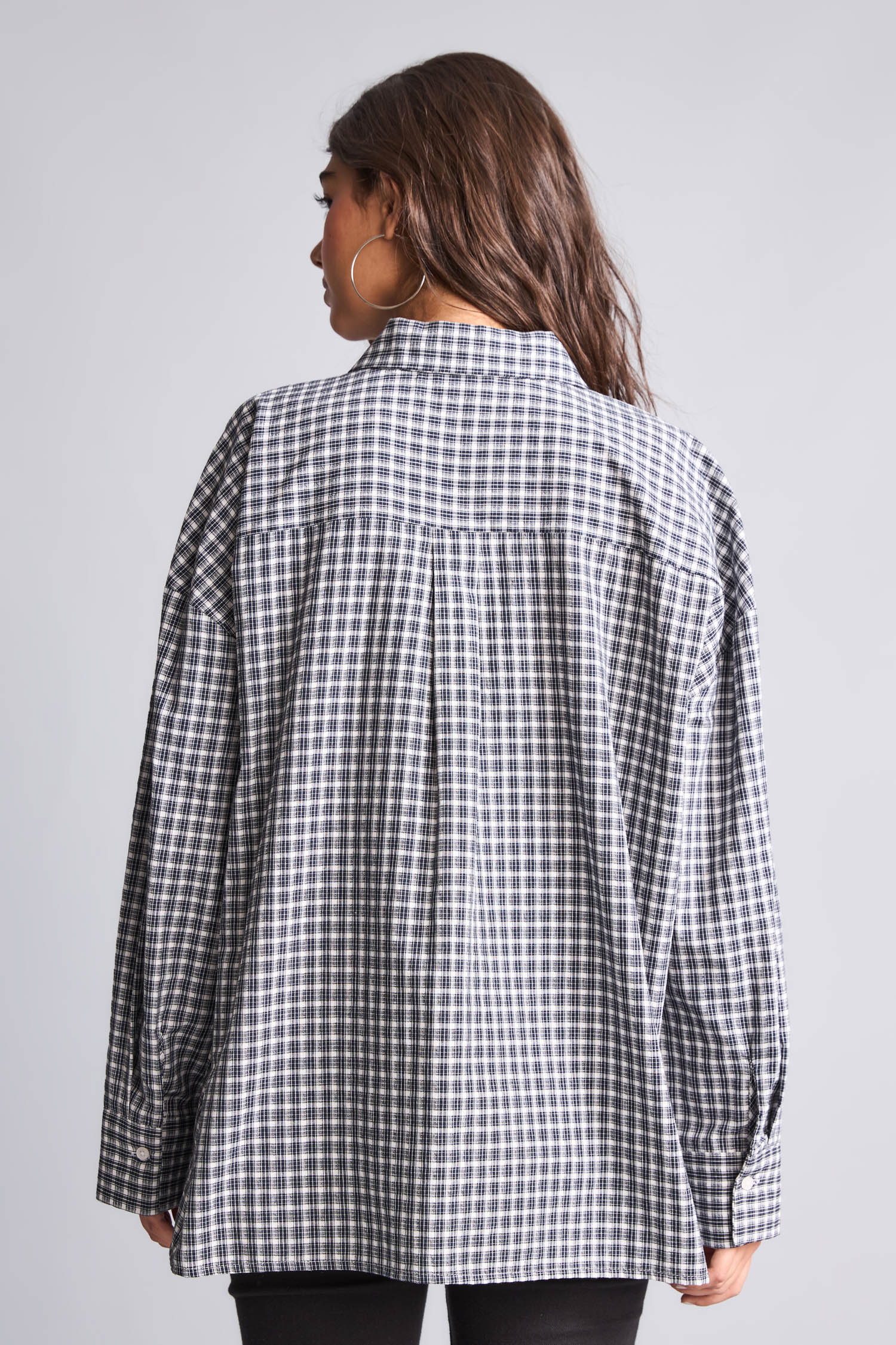 DeFacto Pamuklu Oversize Uzun Kollu Kareli Gömlek görsel 7