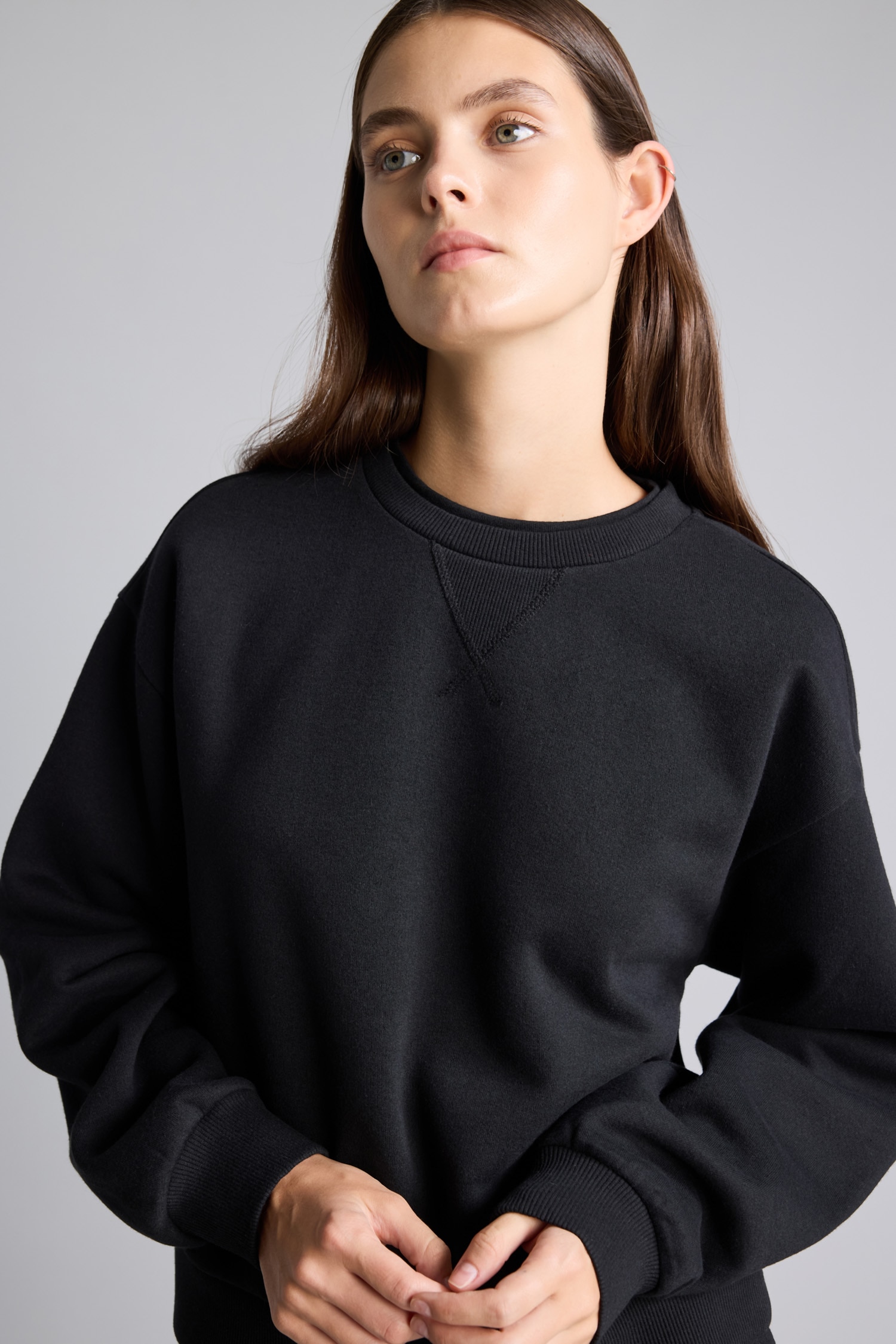 DeFacto Relaxed Fit Üçgen Dikişli Basic Sweatshirt görsel 3