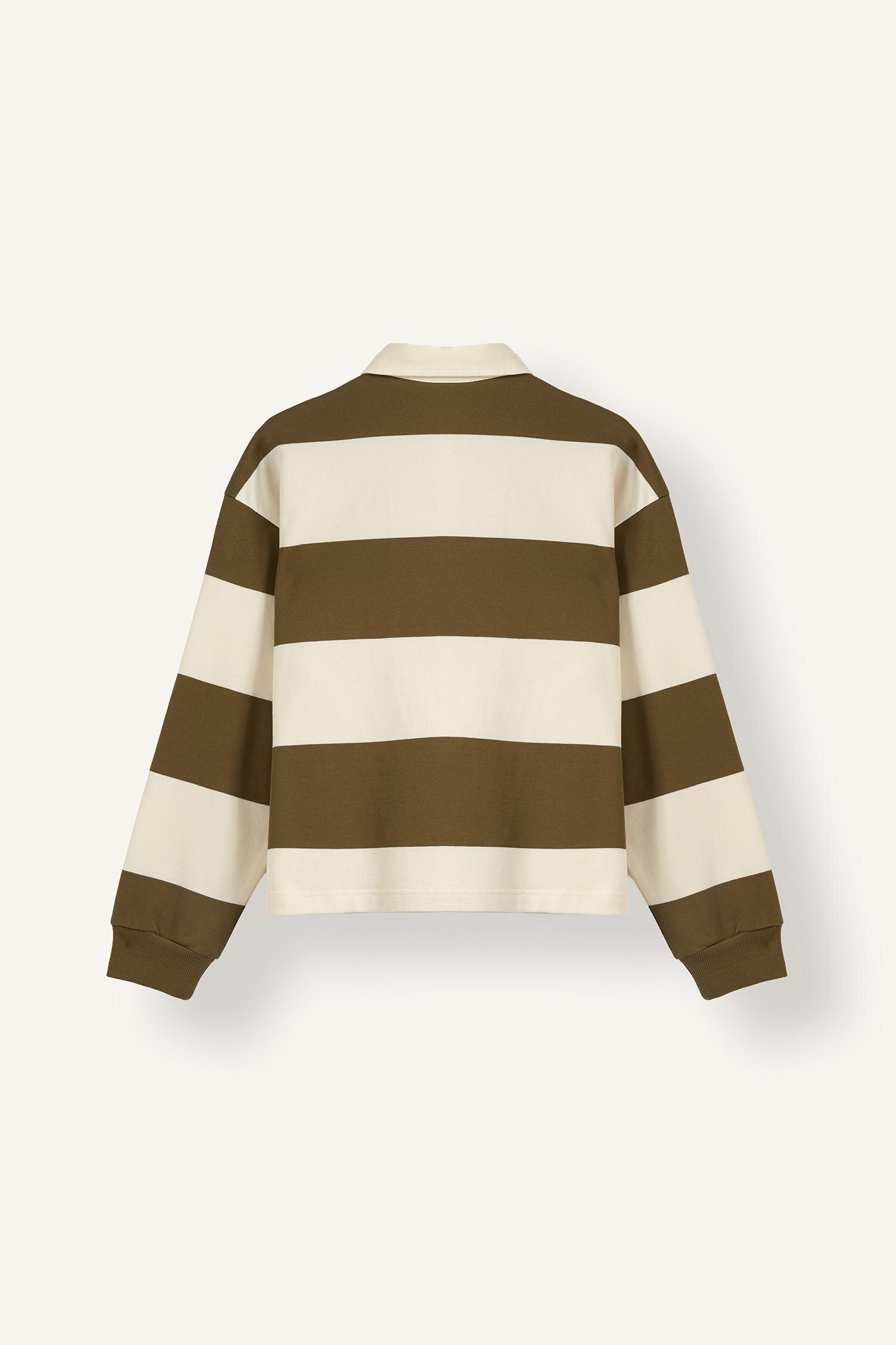 DeFacto %100 Pamuk Long Fit Polo Yaka Çizgili Sweatshirt görsel 7