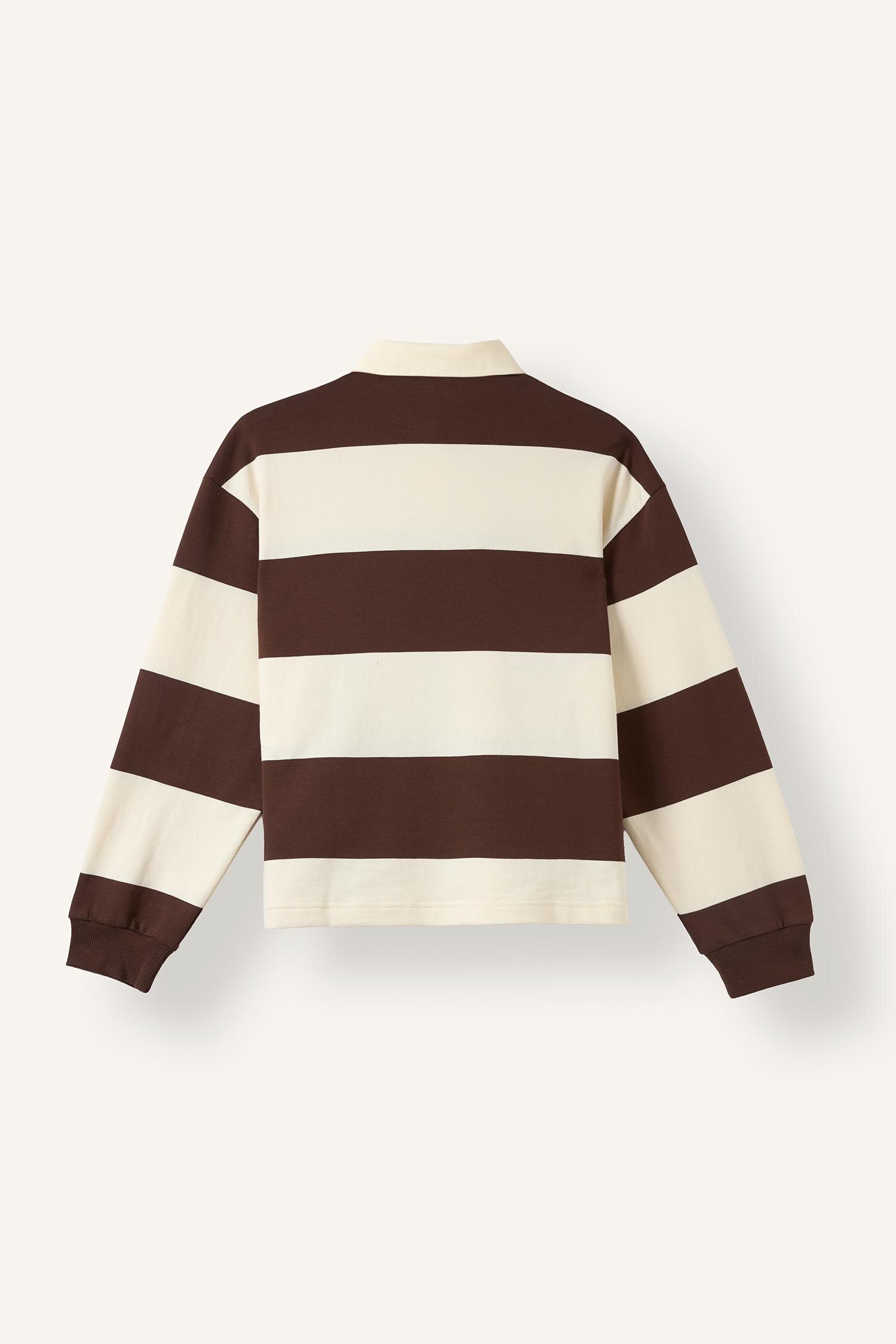 DeFacto %100 Pamuk Long Fit Polo Yaka Çizgili Sweatshirt görsel 7