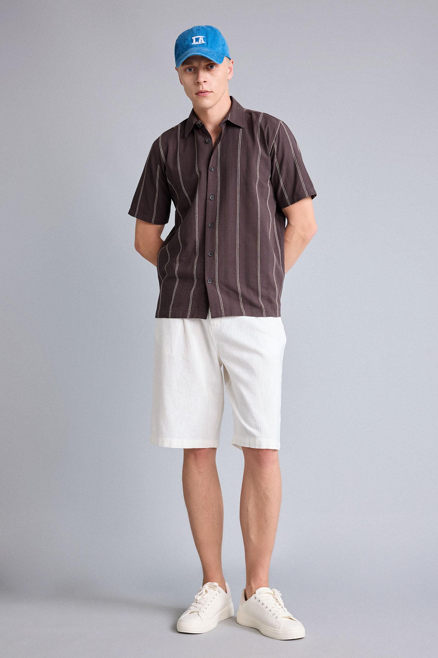 DeFacto %100 Pamuk Relaxed Fit Bermuda Şort görsel 3