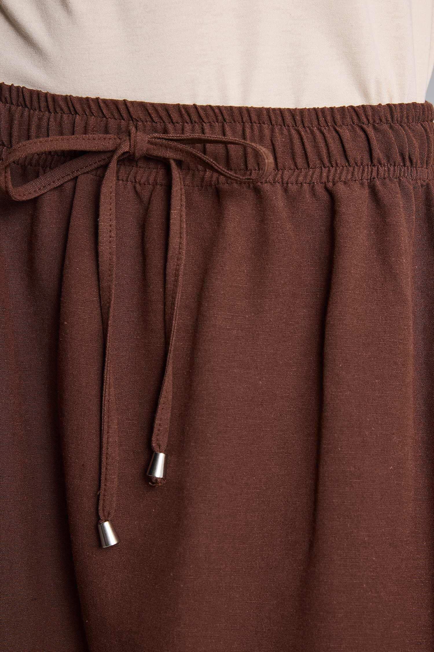 DeFacto A Kesim Keten Maxi Etek görsel 6