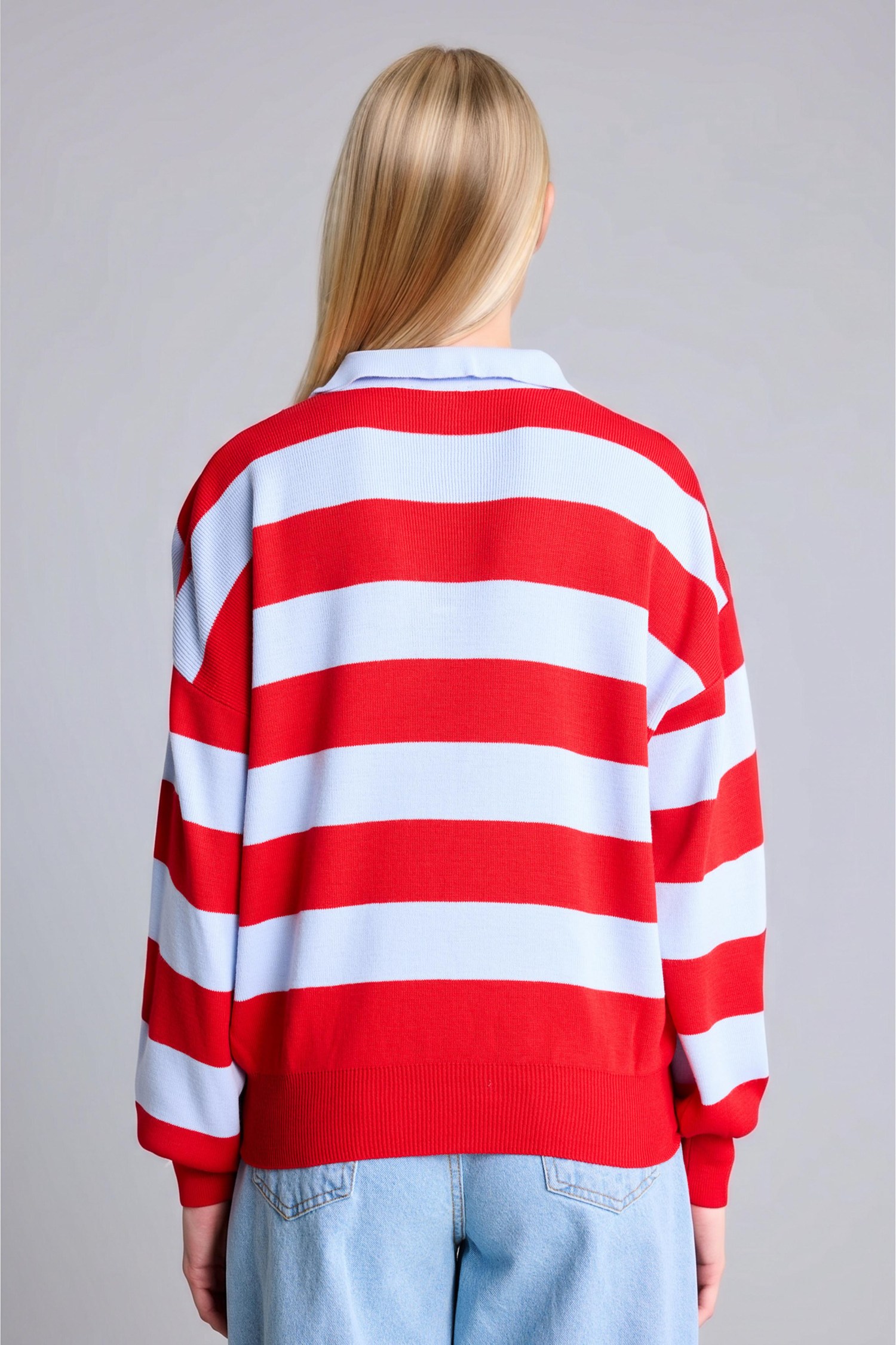 DeFacto Oversize Polo Yaka Kazak görsel 5