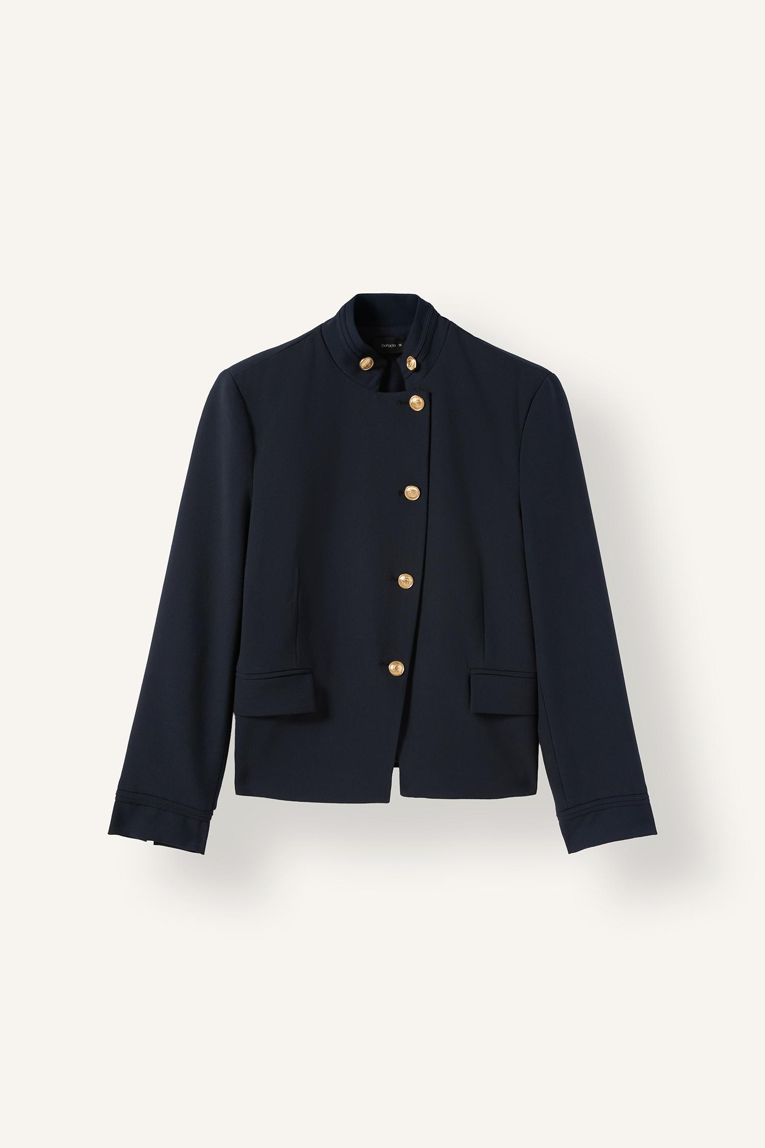 DeFacto Regular Fıt Dik Yaka Blazer Ceket görsel 4