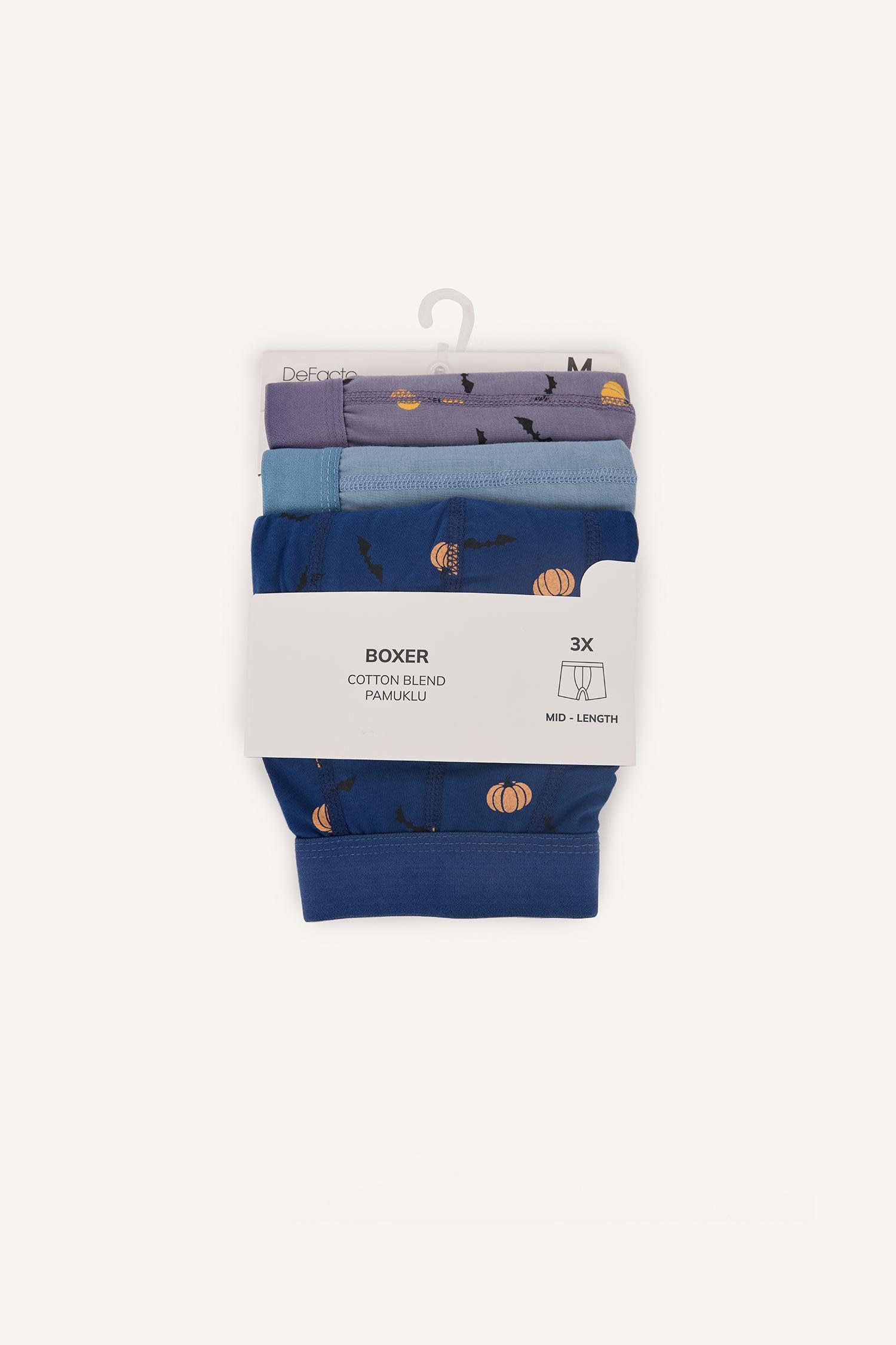 DeFacto Regular Fit Desenli 3'lü Boxer görsel 7