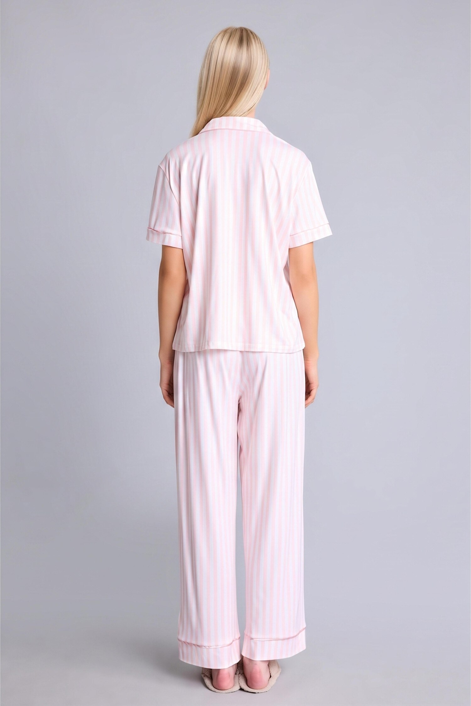 DeFacto Ultra Yumuşak Kısa Kollu Softshell Pijama Takımı görsel 7