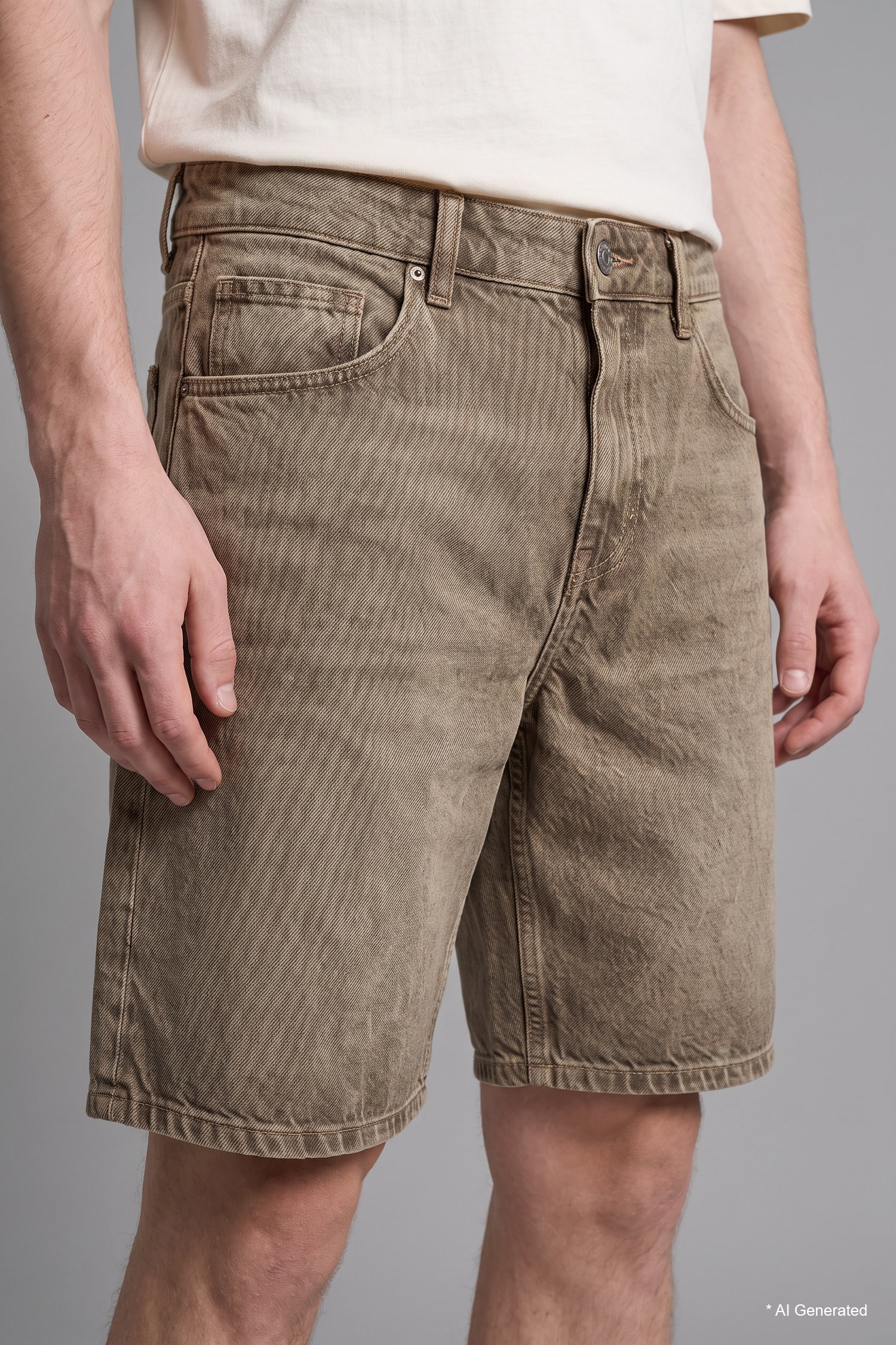 DeFacto %100 Pamuk Straıght Fit Jean Bermuda Şort görsel 5