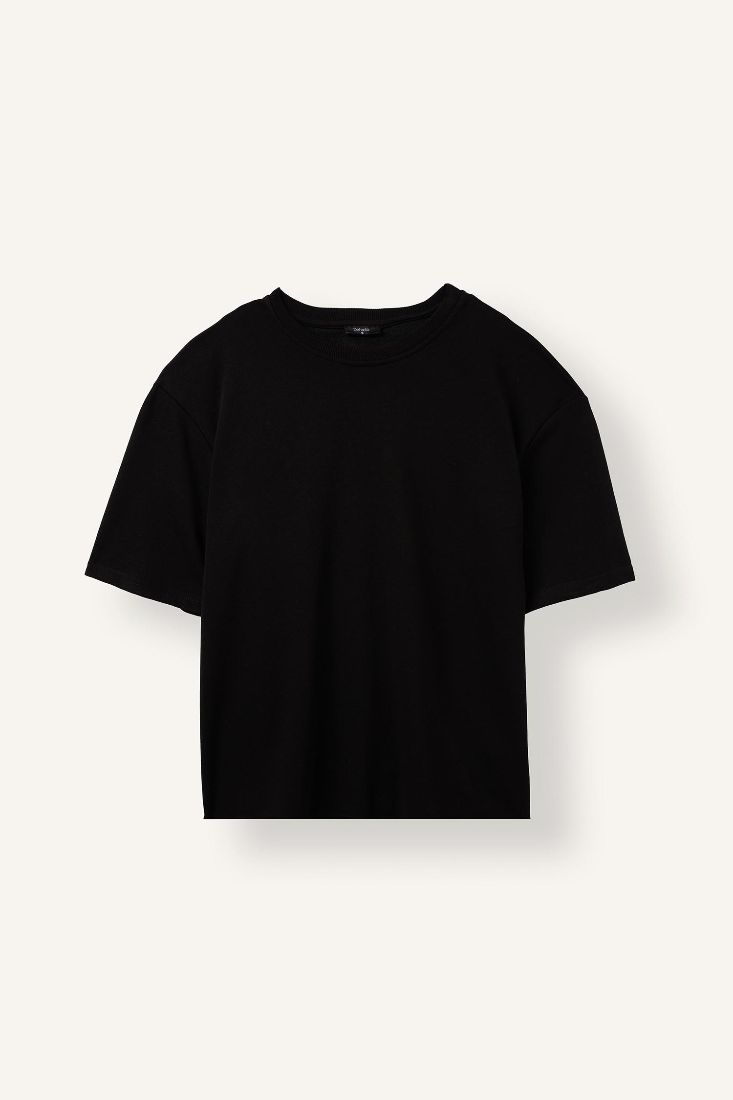 DeFacto Loose Fit Düşük Omuzlu Basic Tişört görsel 6