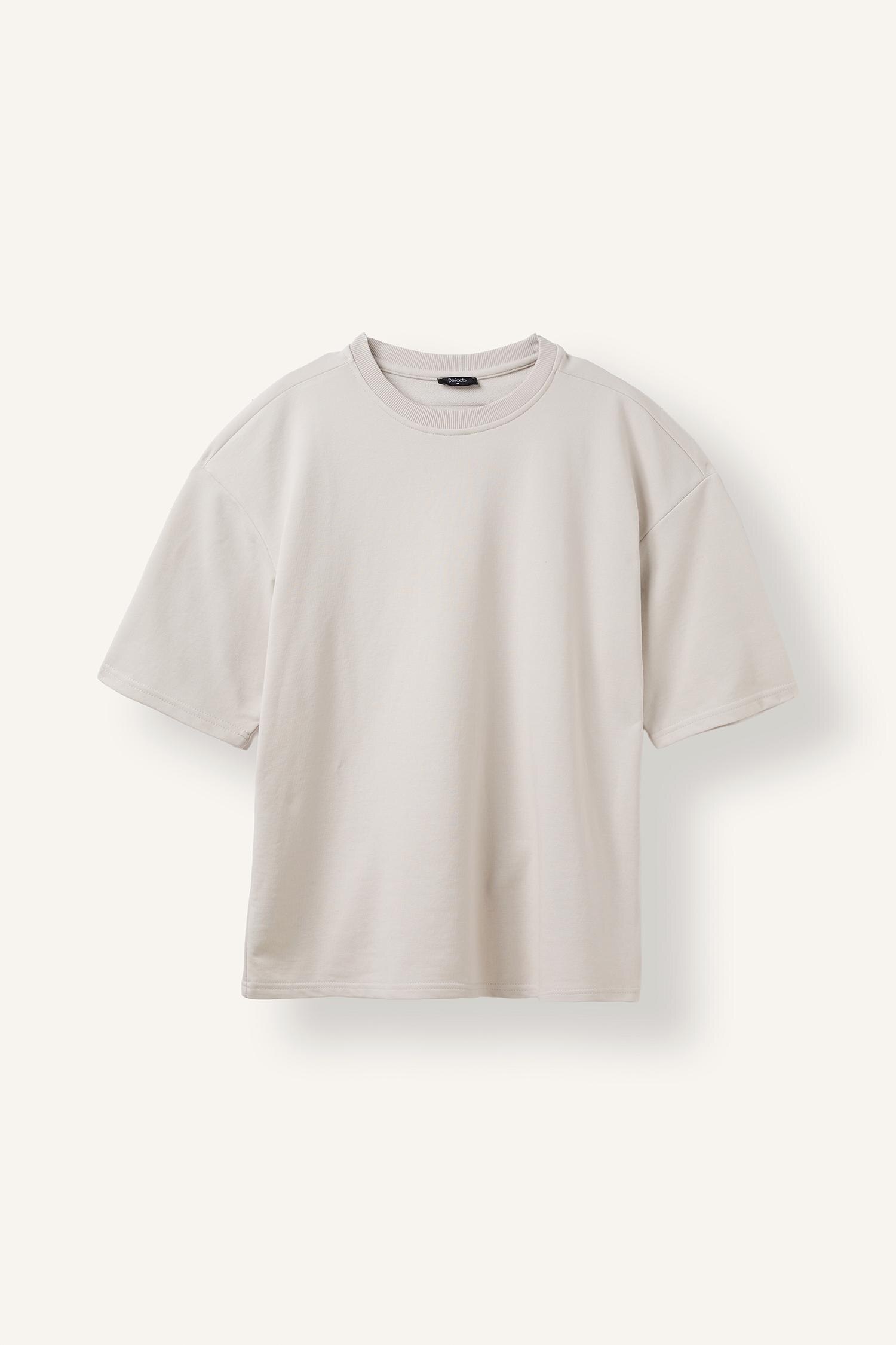 DeFacto Loose Fit Düşük Omuzlu Basic Tişört görsel 7