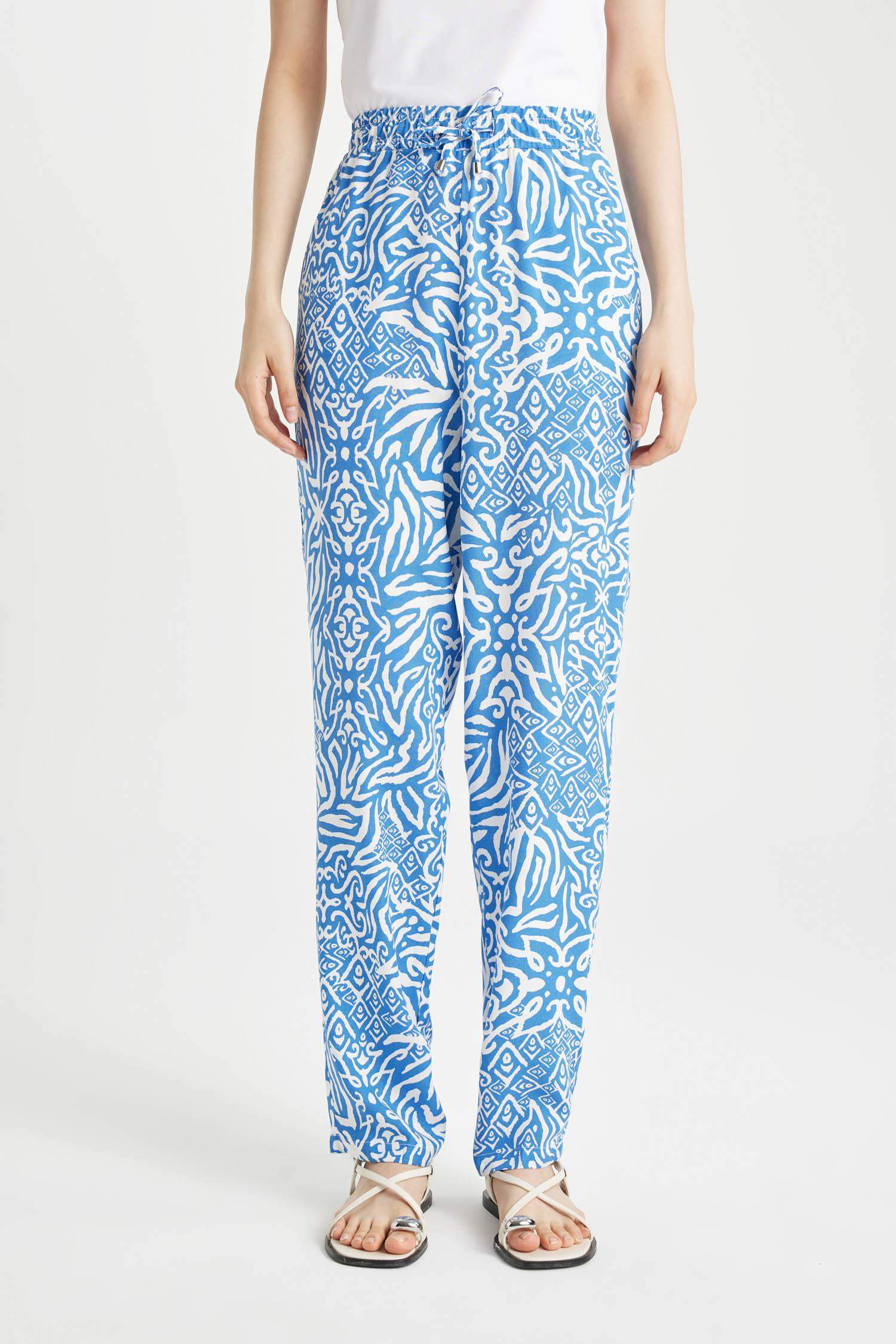 Traditional Ethnic Patterned High Waist Viscose Trouser