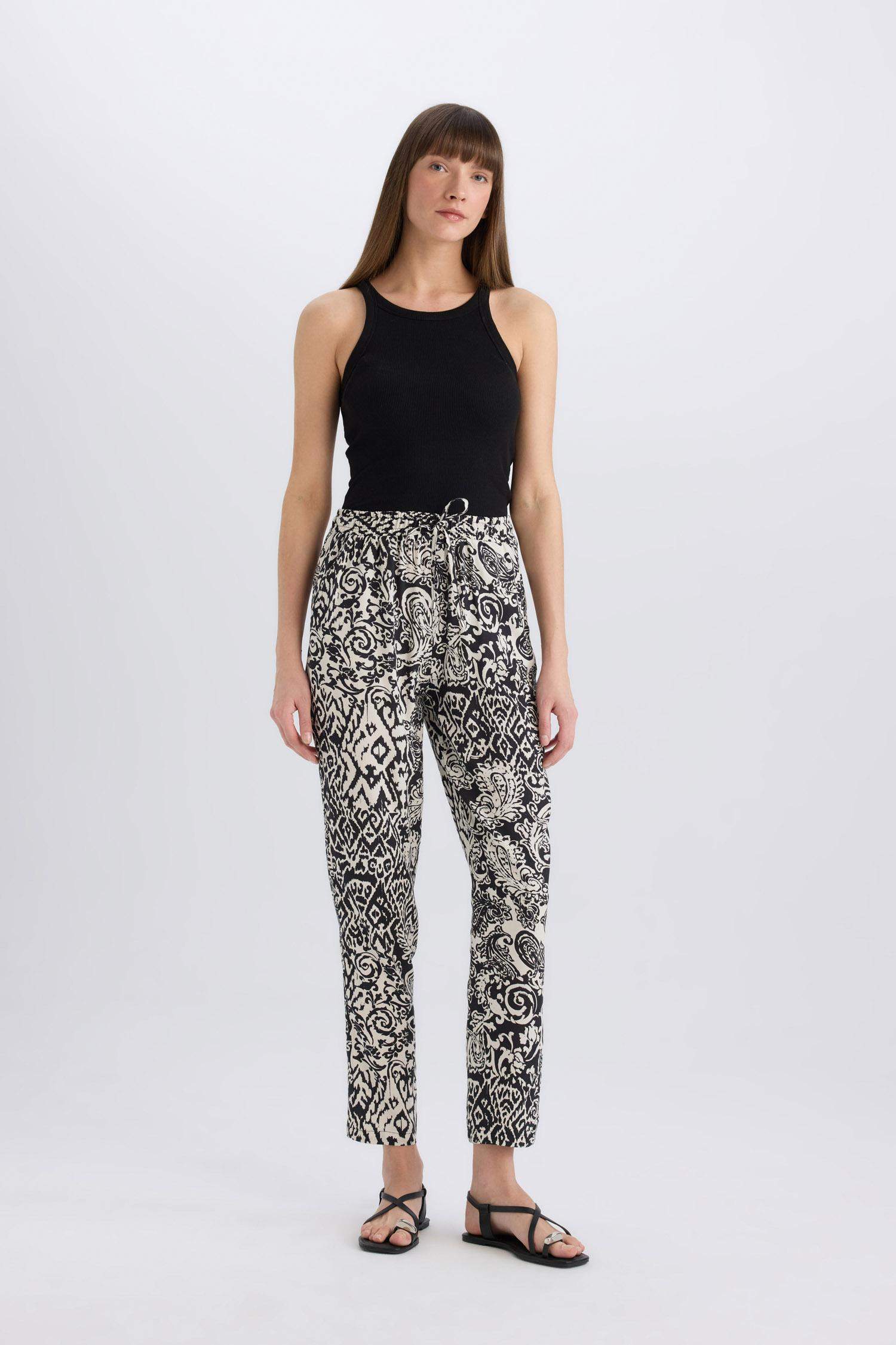Pantalon Harem taille haute en viscose avec poches
