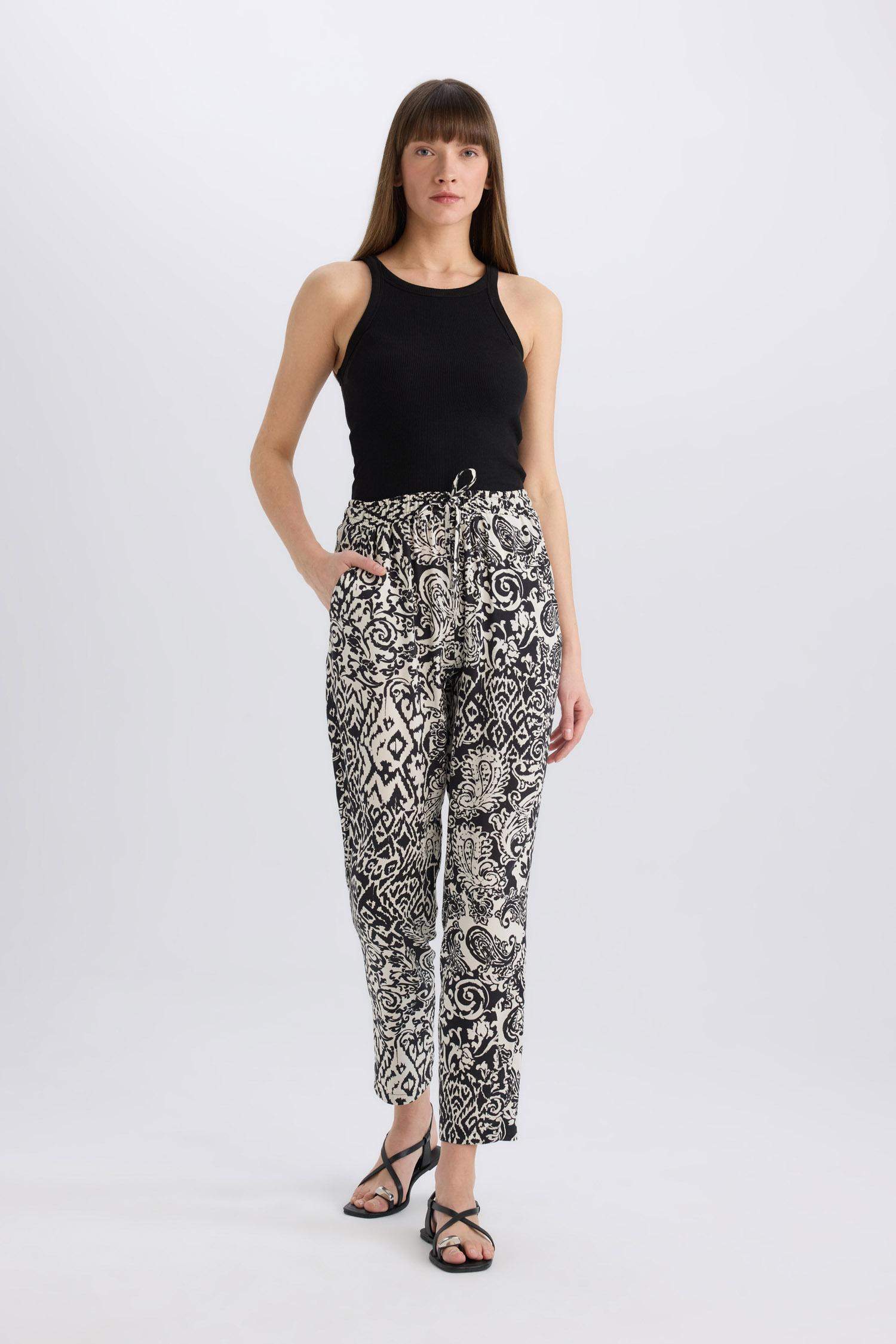 Pantalon Harem taille haute en viscose avec poches