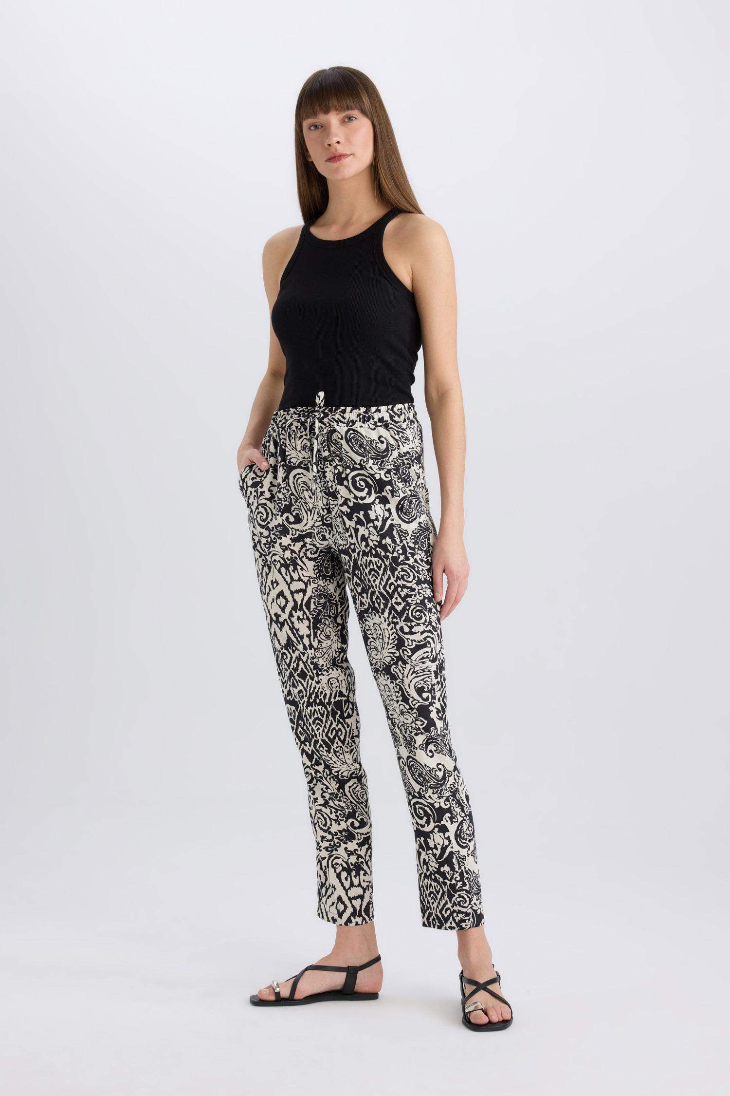 Pantalon Harem taille haute en viscose avec poches