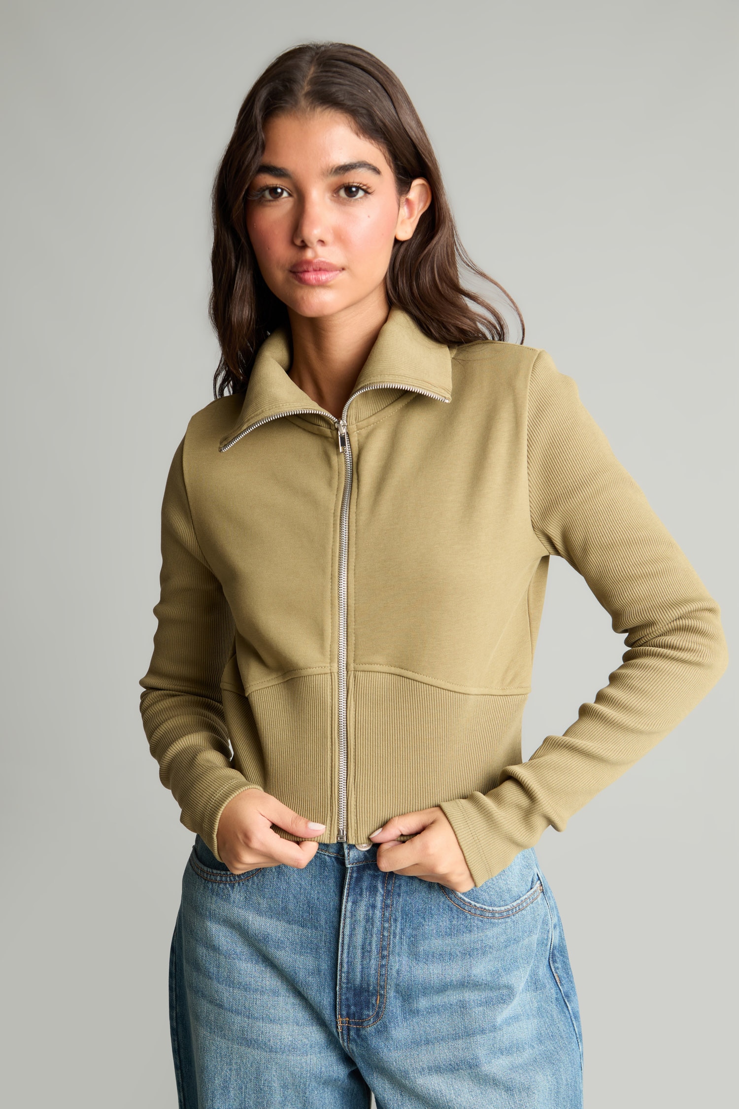 DeFacto Fitted Fermuarlı Hırka görsel 3