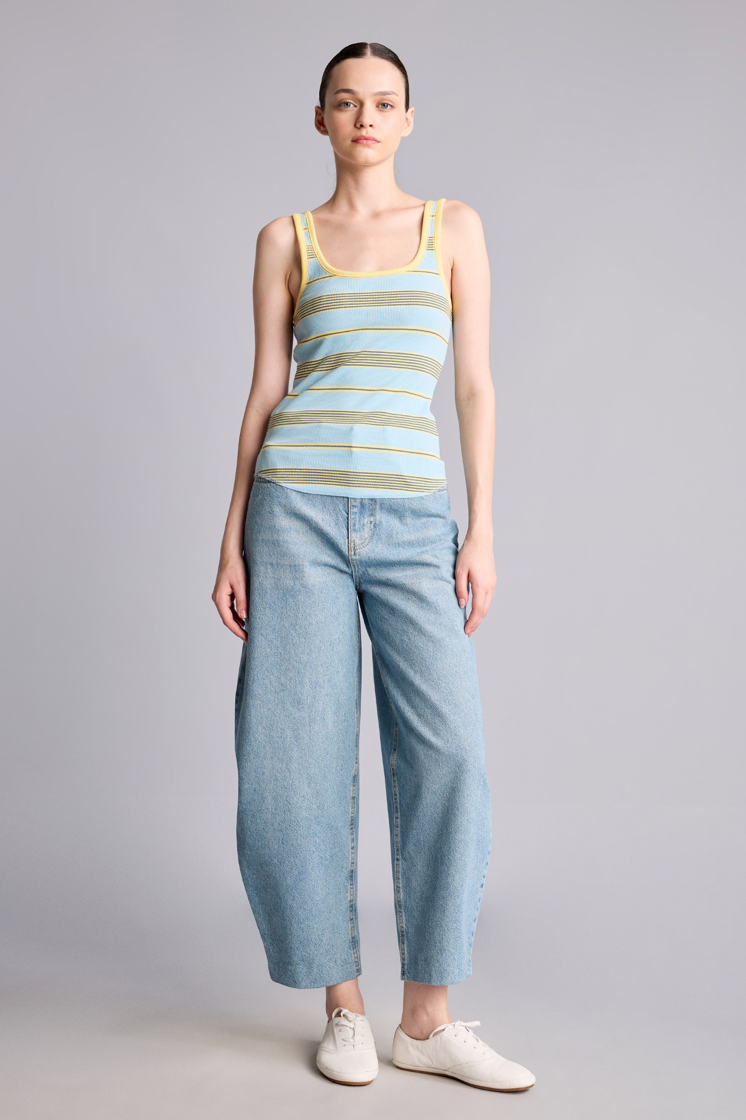 DeFacto Slim Fit Çizgili Fitilli Atlet görsel 2
