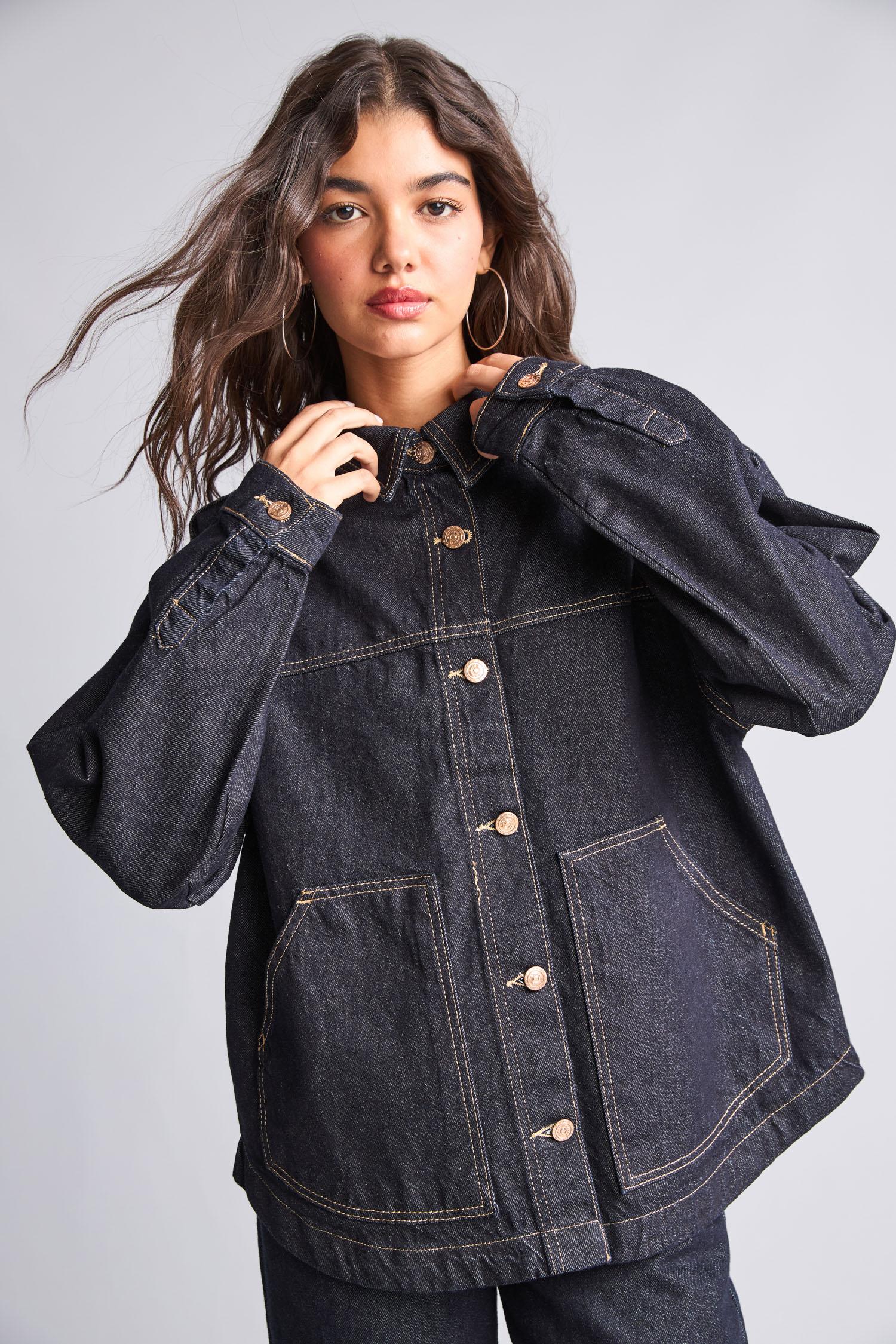 DeFacto %100 Pamuk Oversize Jean Ceket görsel 5