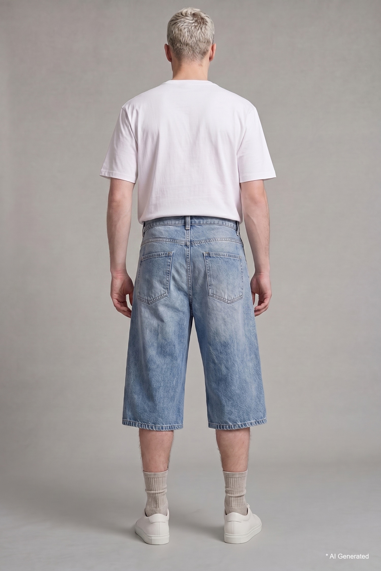 DeFacto %100 Pamuk Süper Baggy Fit Bermuda Jean Şort görsel 5