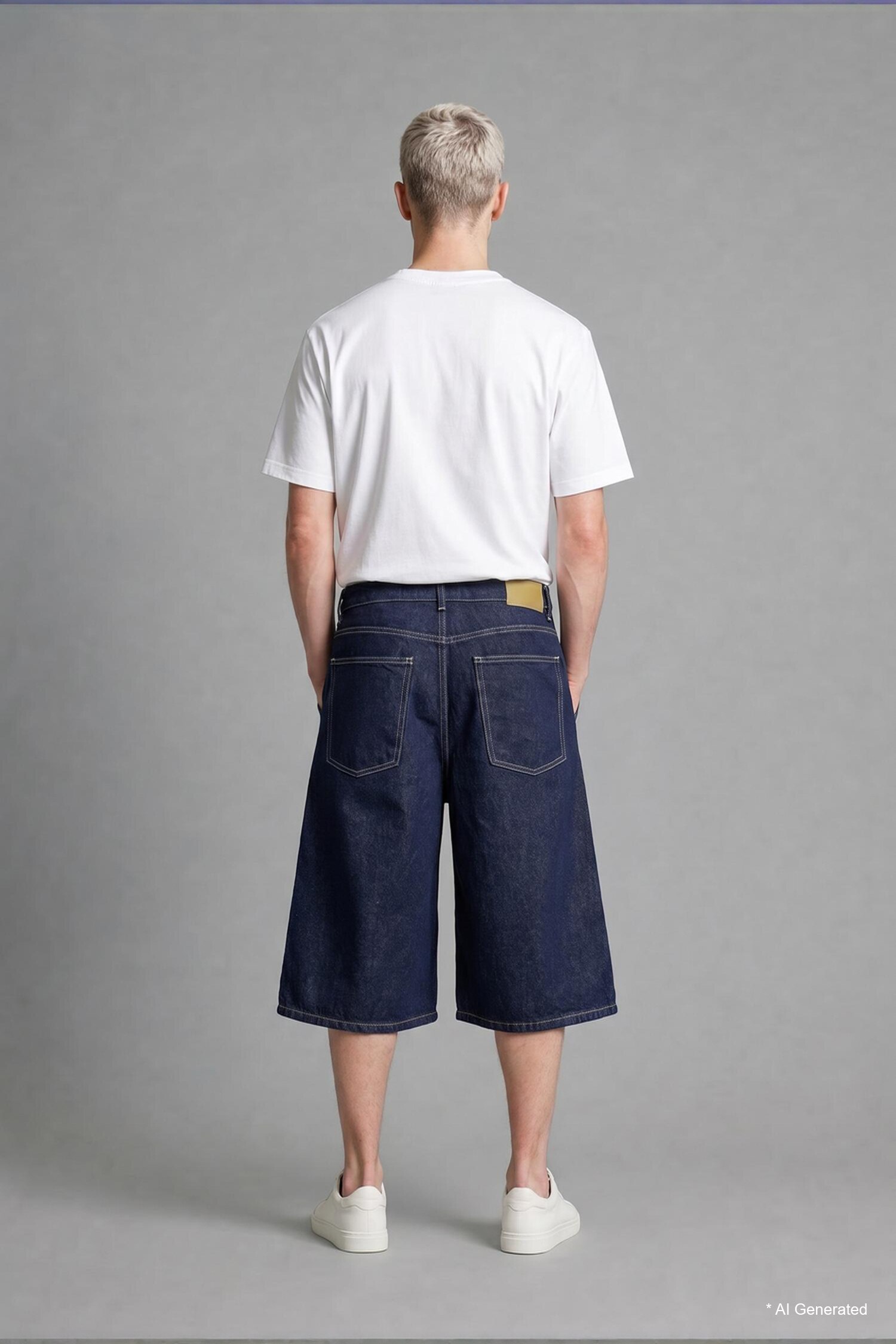 DeFacto %100 Pamuk Süper Baggy Fit Bermuda Jean Şort görsel 3