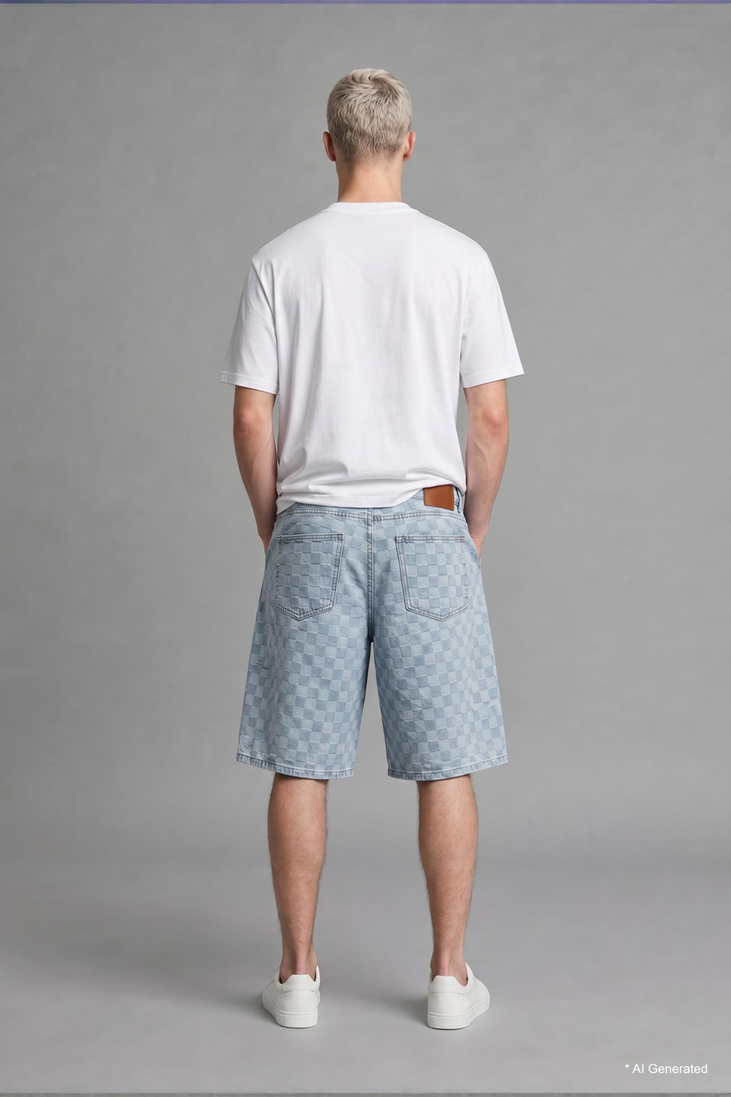 DeFacto %100 Pamuk Baggy Fit Kareli Bermuda Şort görsel 3