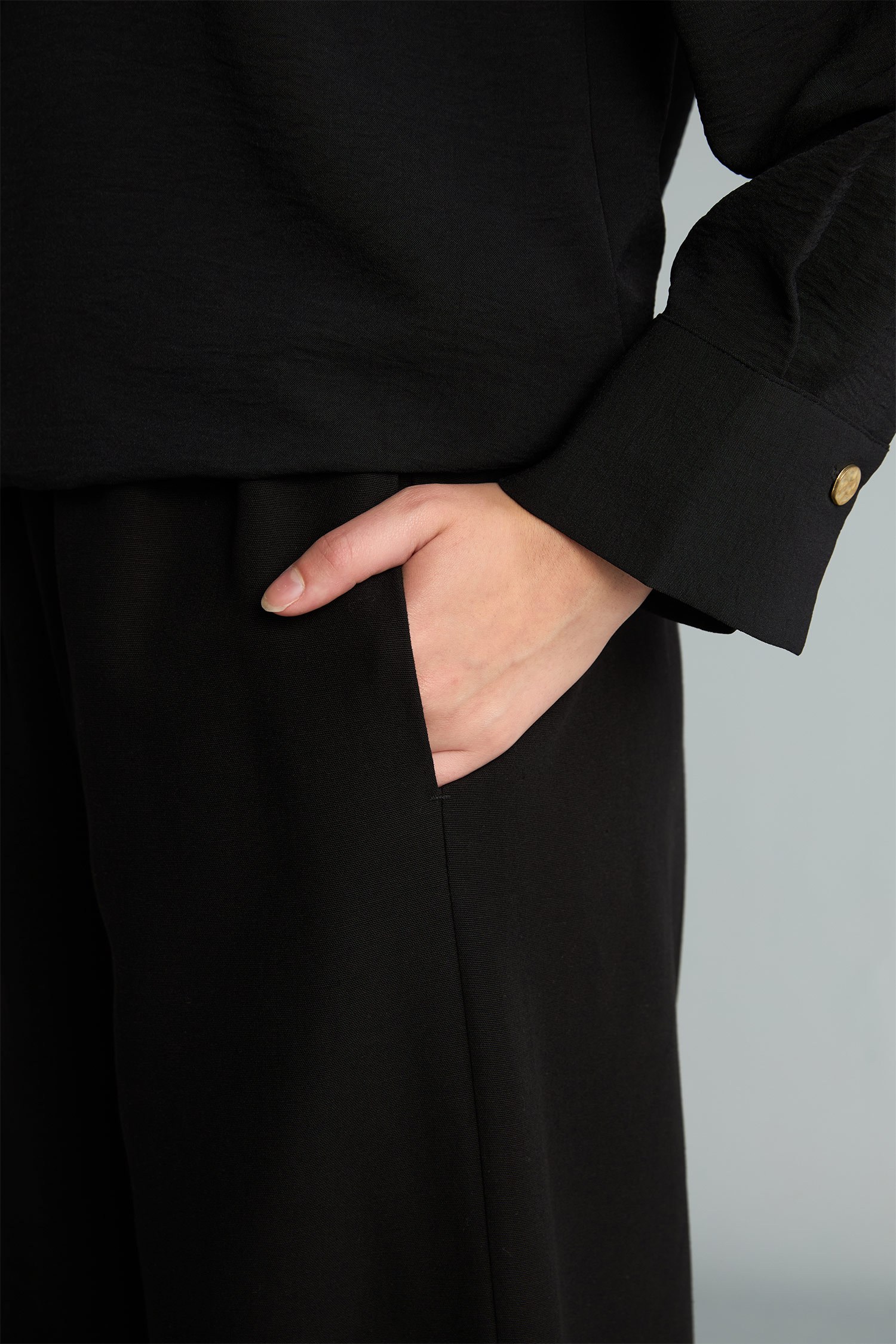 DeFacto Wide Leg Keten Karışımlı Pantolon görsel 3