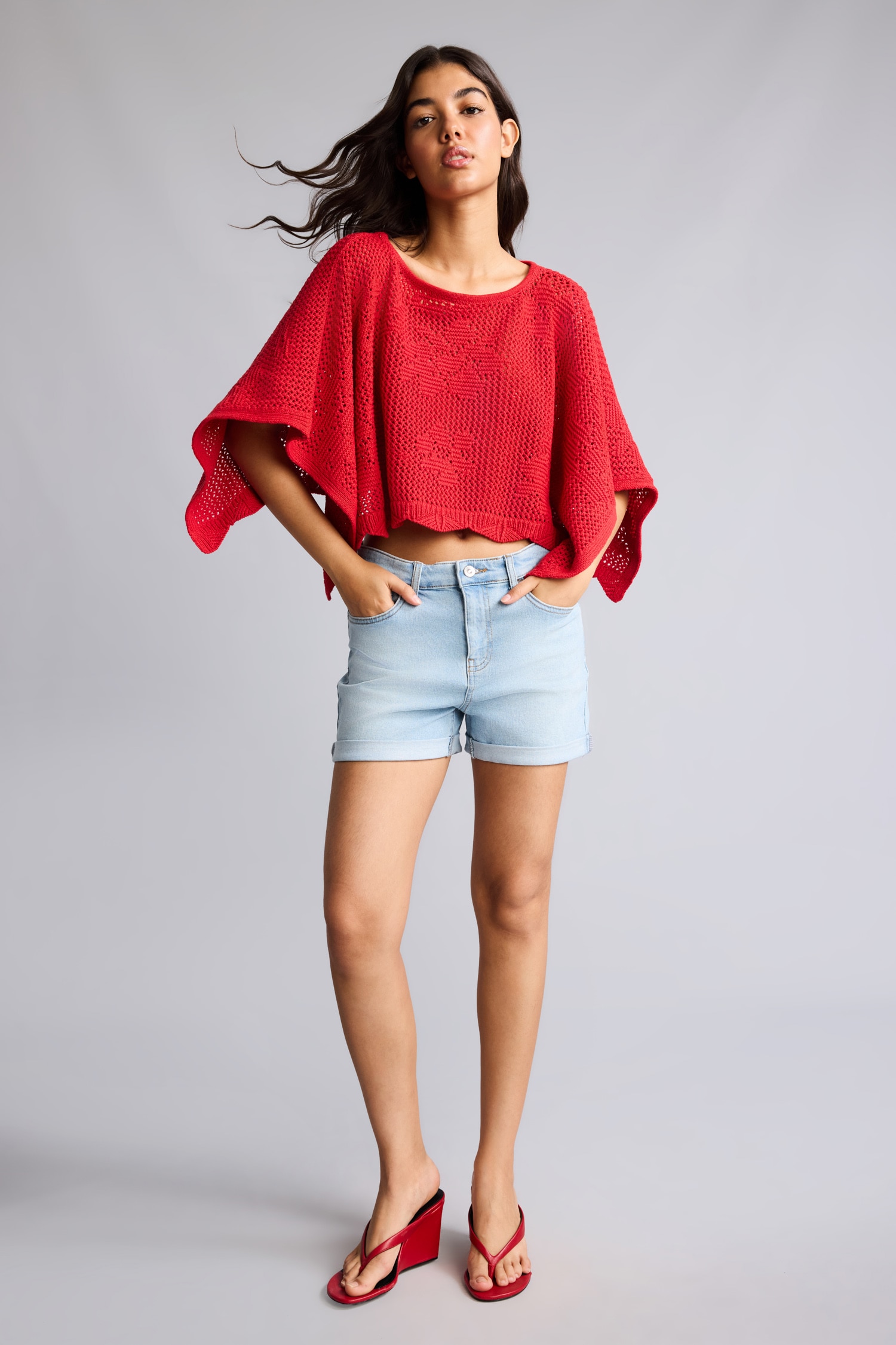 DeFacto Oversize Kayık Yaka Panço görsel 2