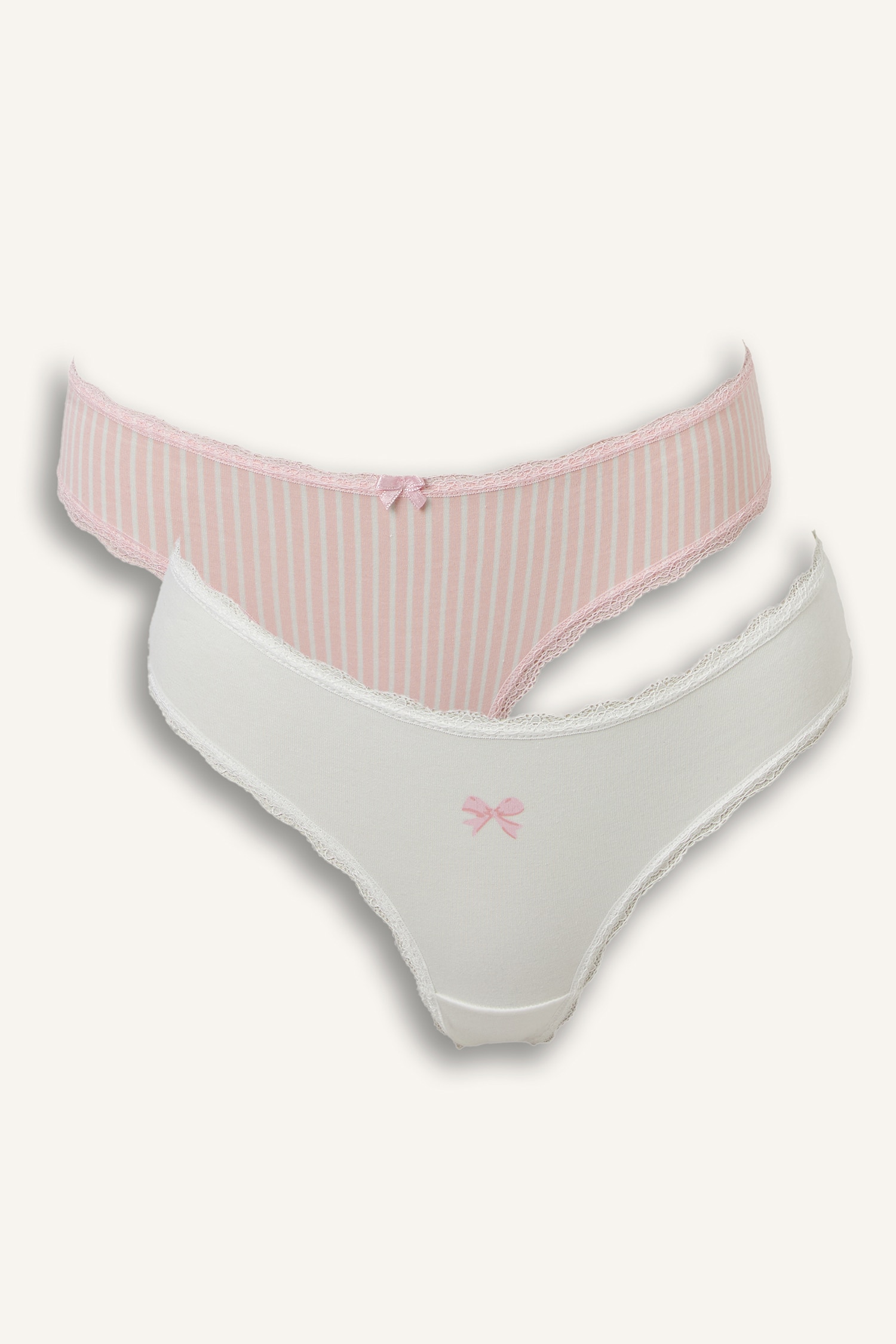 DeFacto Çizgili ve Dantel Detaylı 2'li Slip