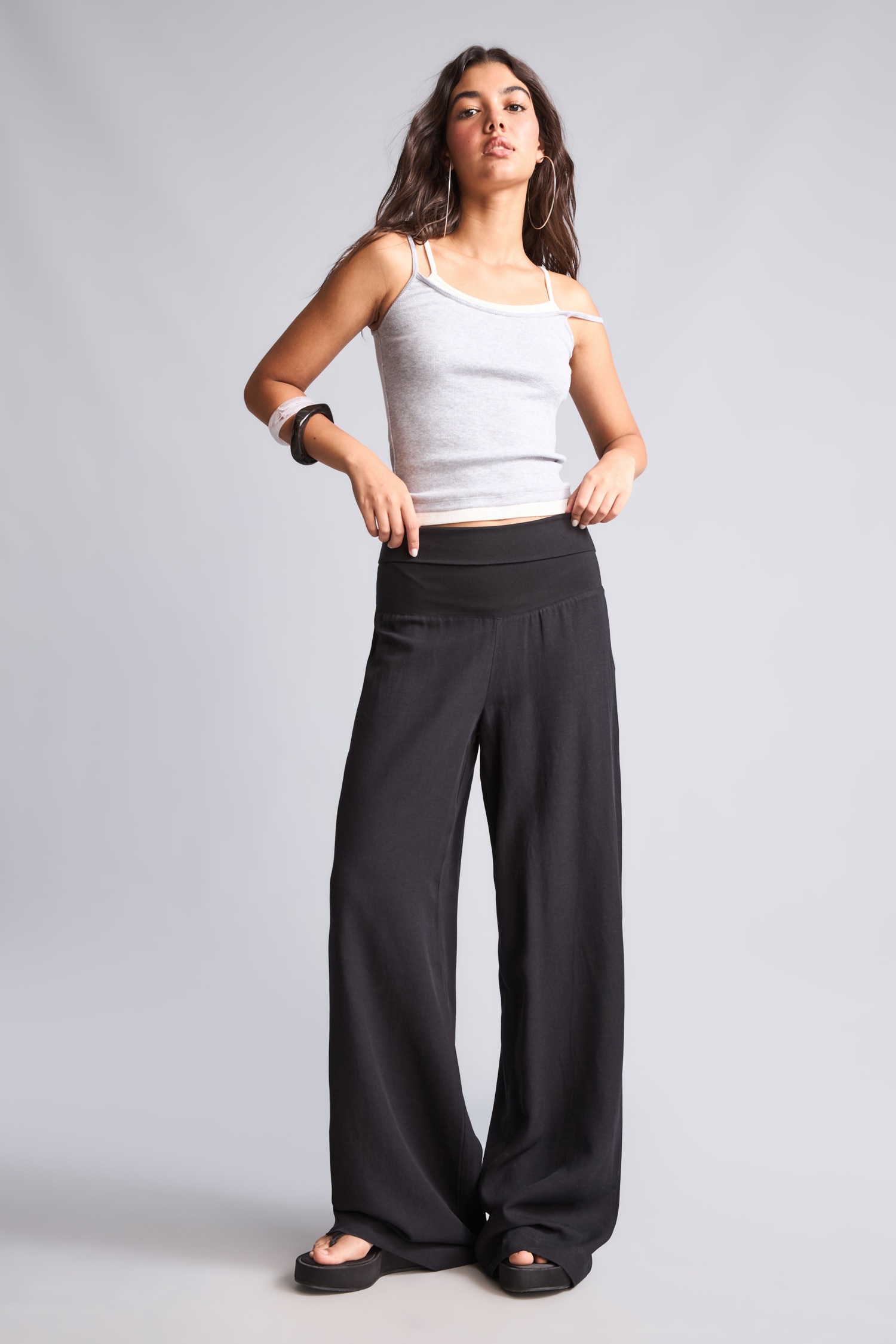 DeFacto Wide Leg Keten Karışımlı Pantolon