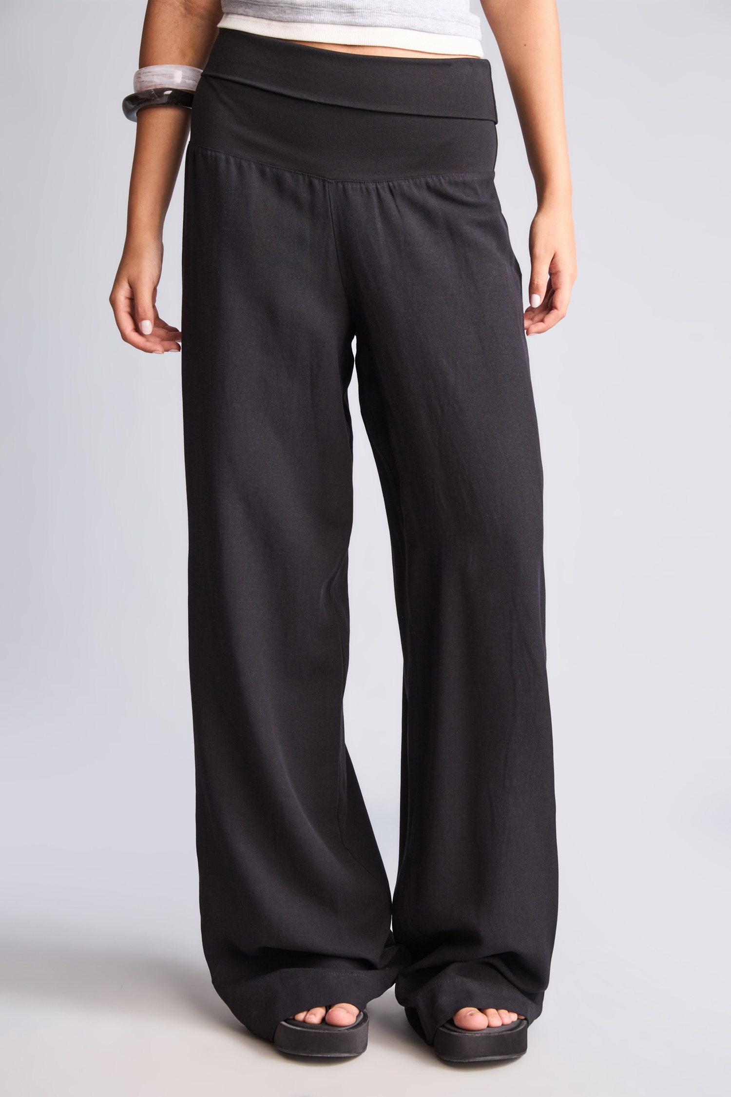 DeFacto Wide Leg Keten Karışımlı Pantolon görsel 4