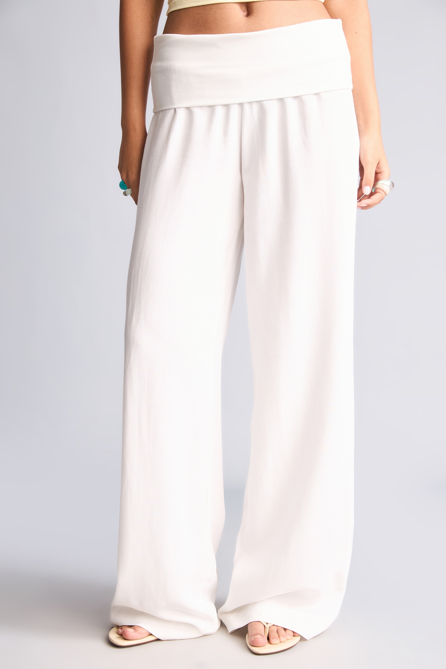 DeFacto Wide Leg Keten Karışımlı Pantolon görsel 4