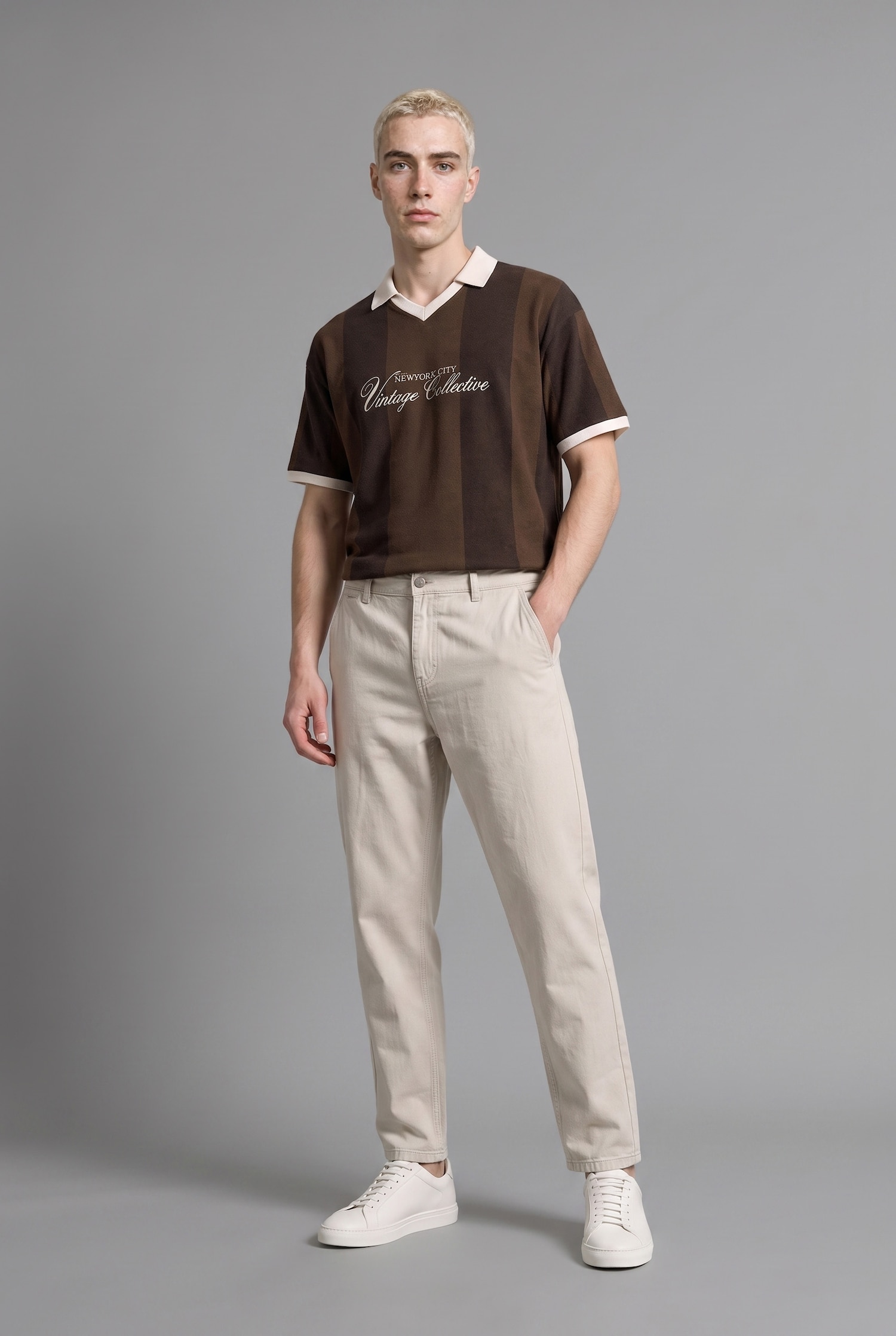 DeFacto Boxy Fit Polo Yaka Çizgili Tişört