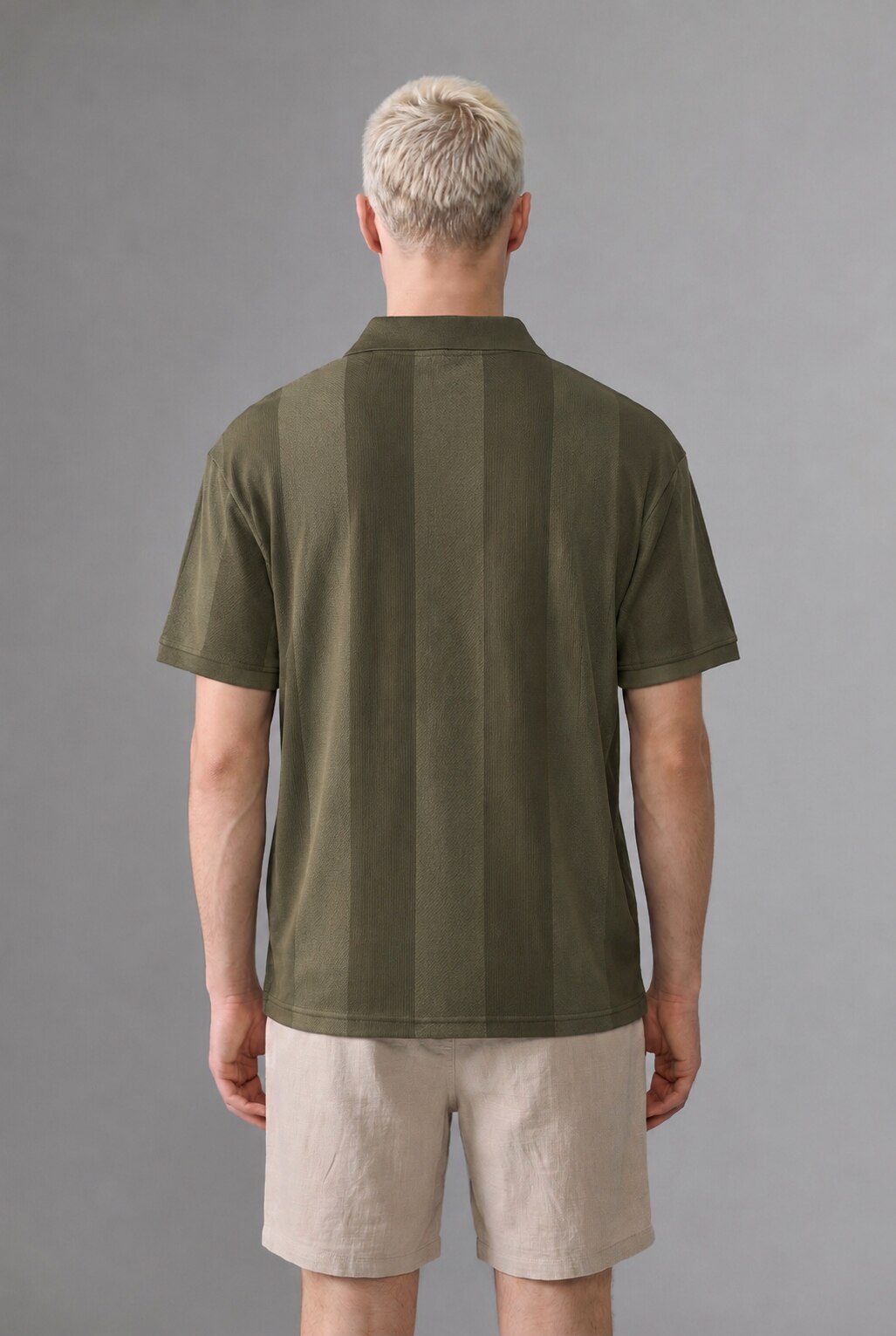 DeFacto Boxy Fit Polo Yaka Çizgili Tişört görsel 4