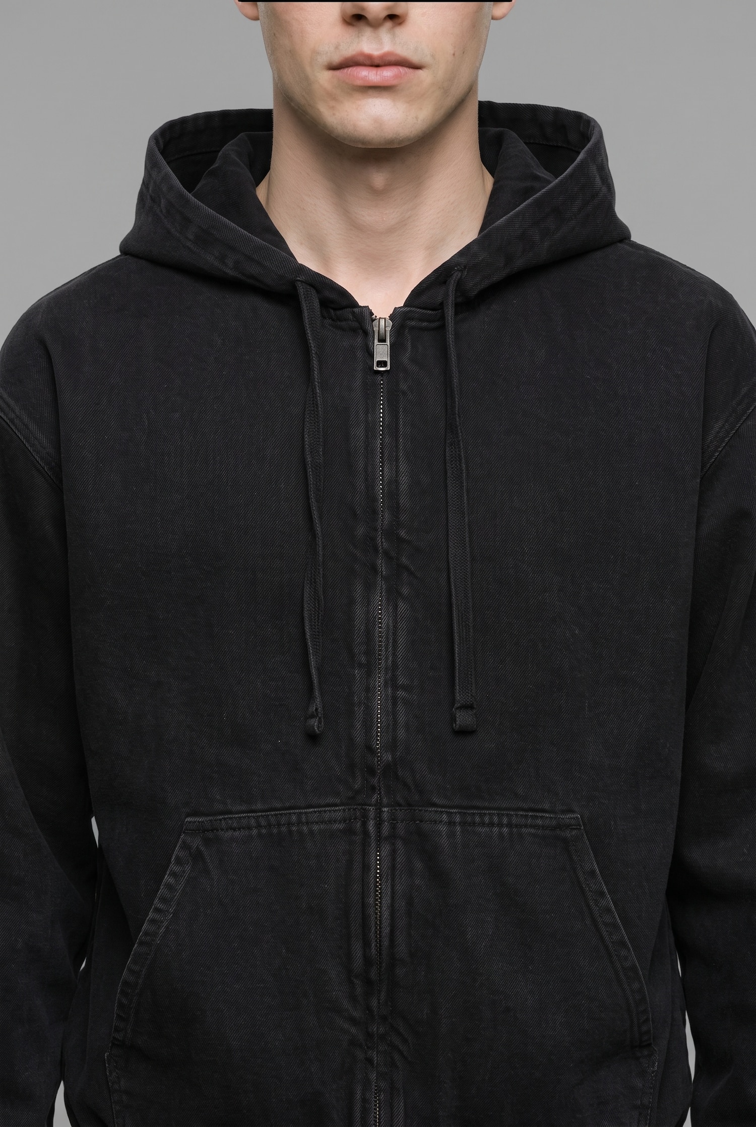 DeFacto Oversize Fermuarlı Kapüşonlu Jean Ceket görsel 5