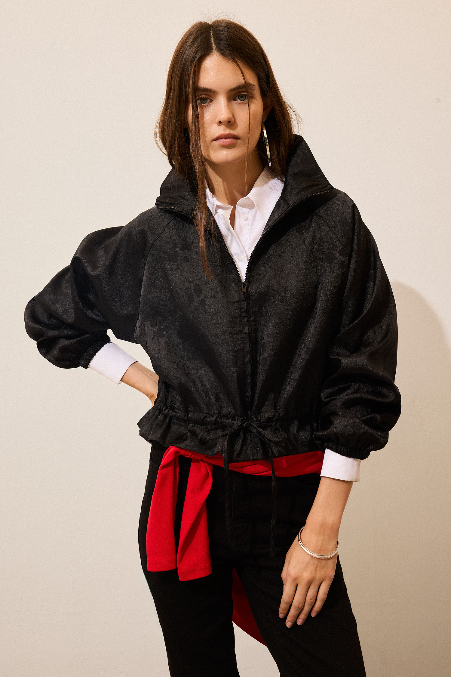 DeFacto Beli Büzgülü Balloon Fit Blazer