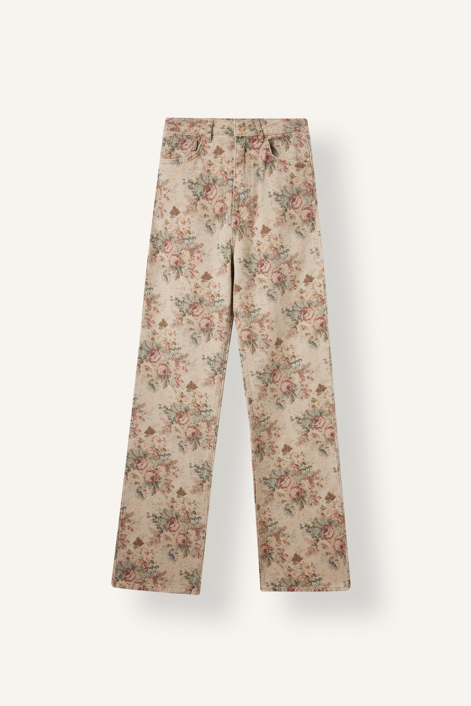 DeFacto Çiçekli Straight Fit Pantolon görsel 2