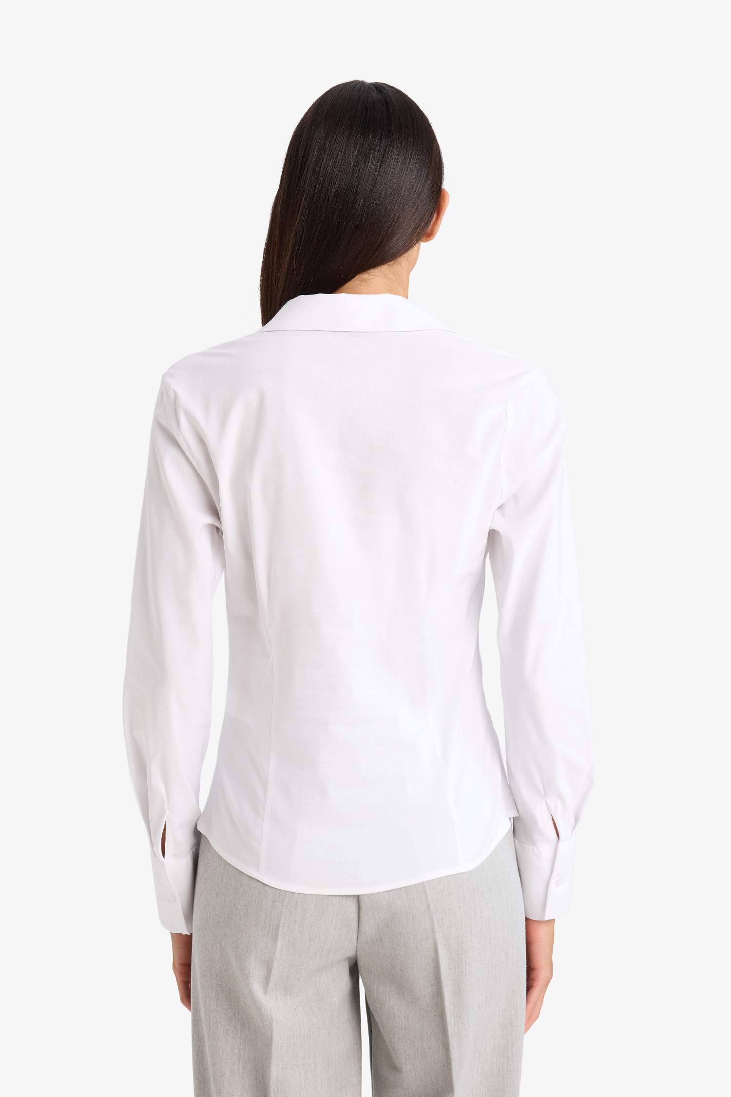 Regular Fit Basic Düz Bengalin Uzun Kollu Gömlek