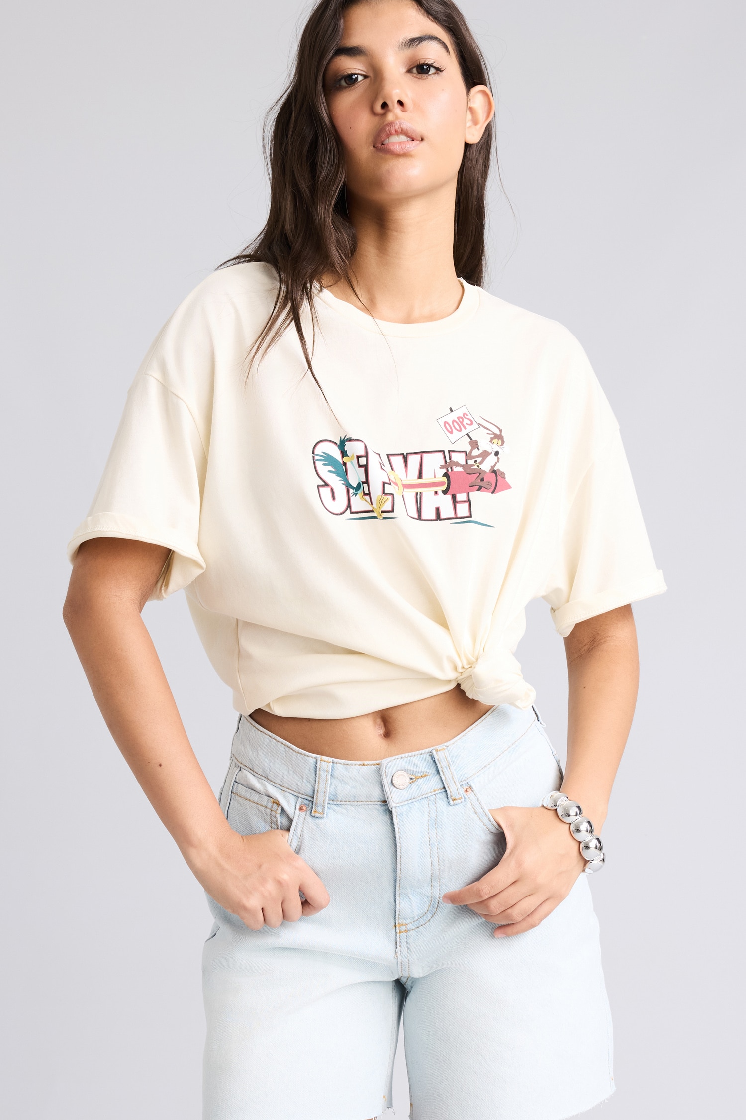 DeFacto %100 Pamuk Looney Tunes Oversize Tişört
