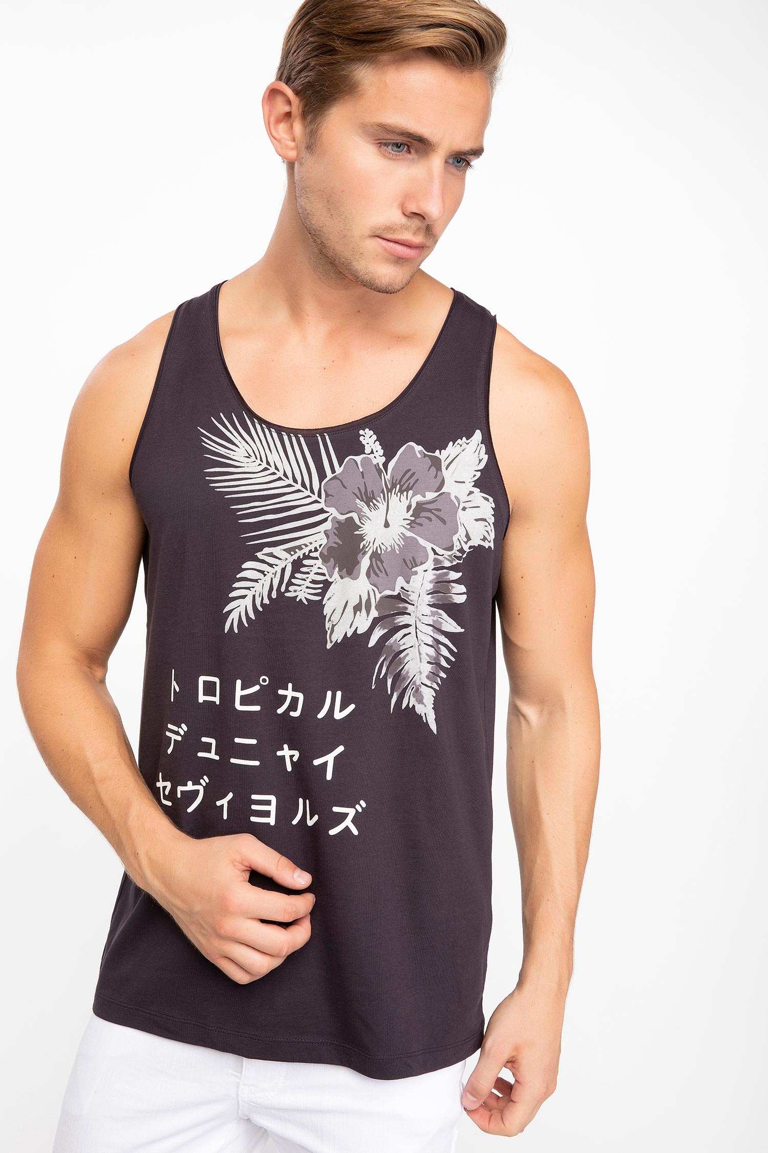 Defacto Baskılı Slim Fit Atlet. 1