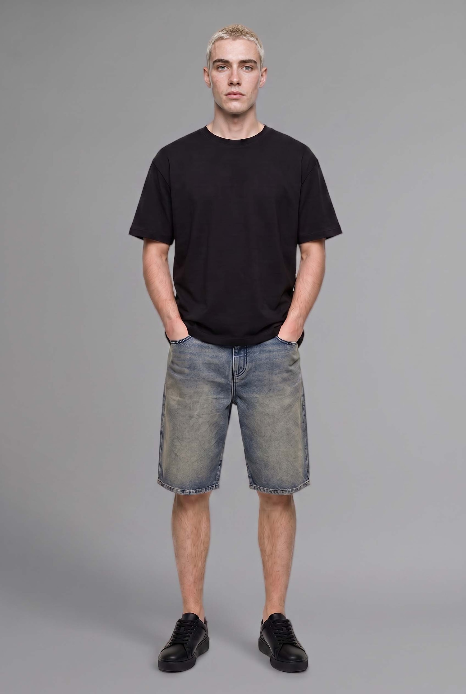 DeFacto %100 Pamuk Baggy Fit Denim Şort görsel 2