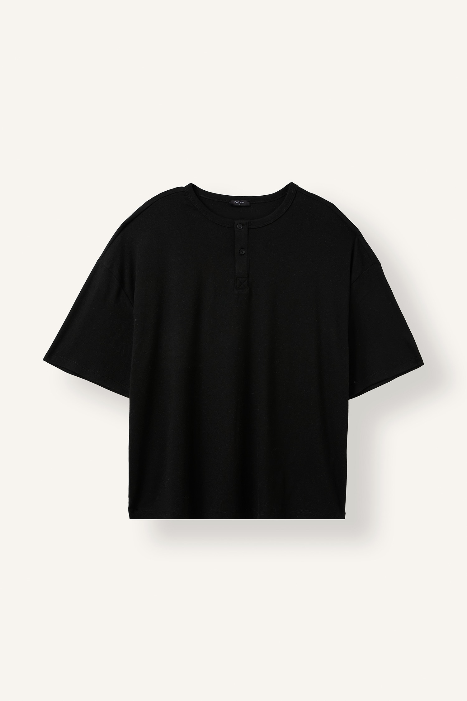 DeFacto Henley Yaka Boxy Fit Basic Tişört
