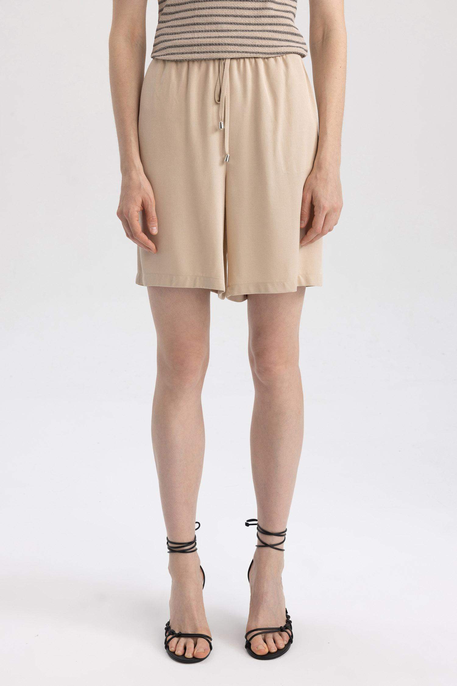 High Waist Viscose Shorts