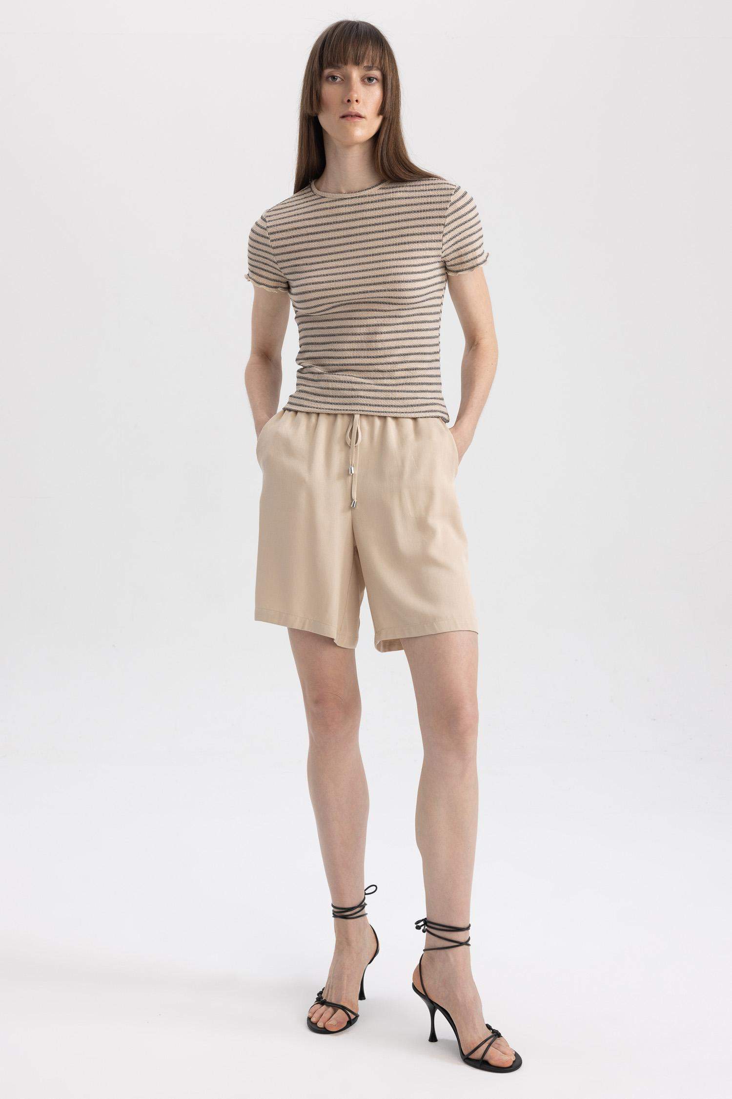High Waist Viscose Shorts
