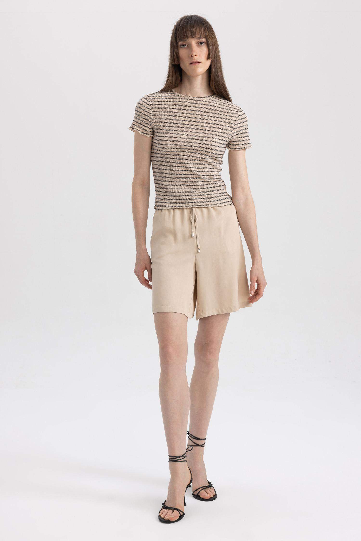 High Waist Viscose Shorts