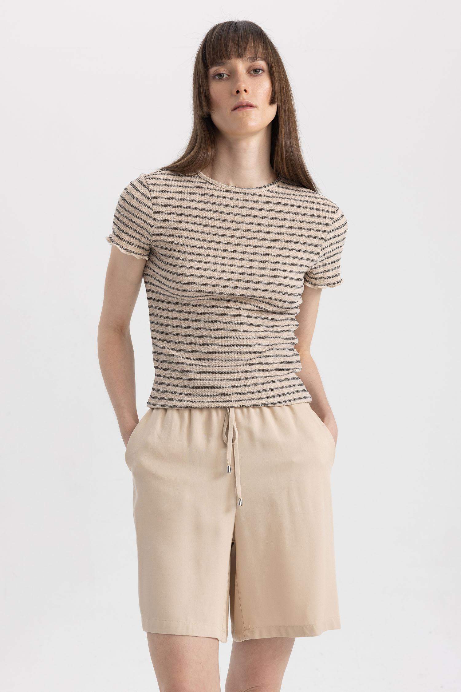 High Waist Viscose Shorts