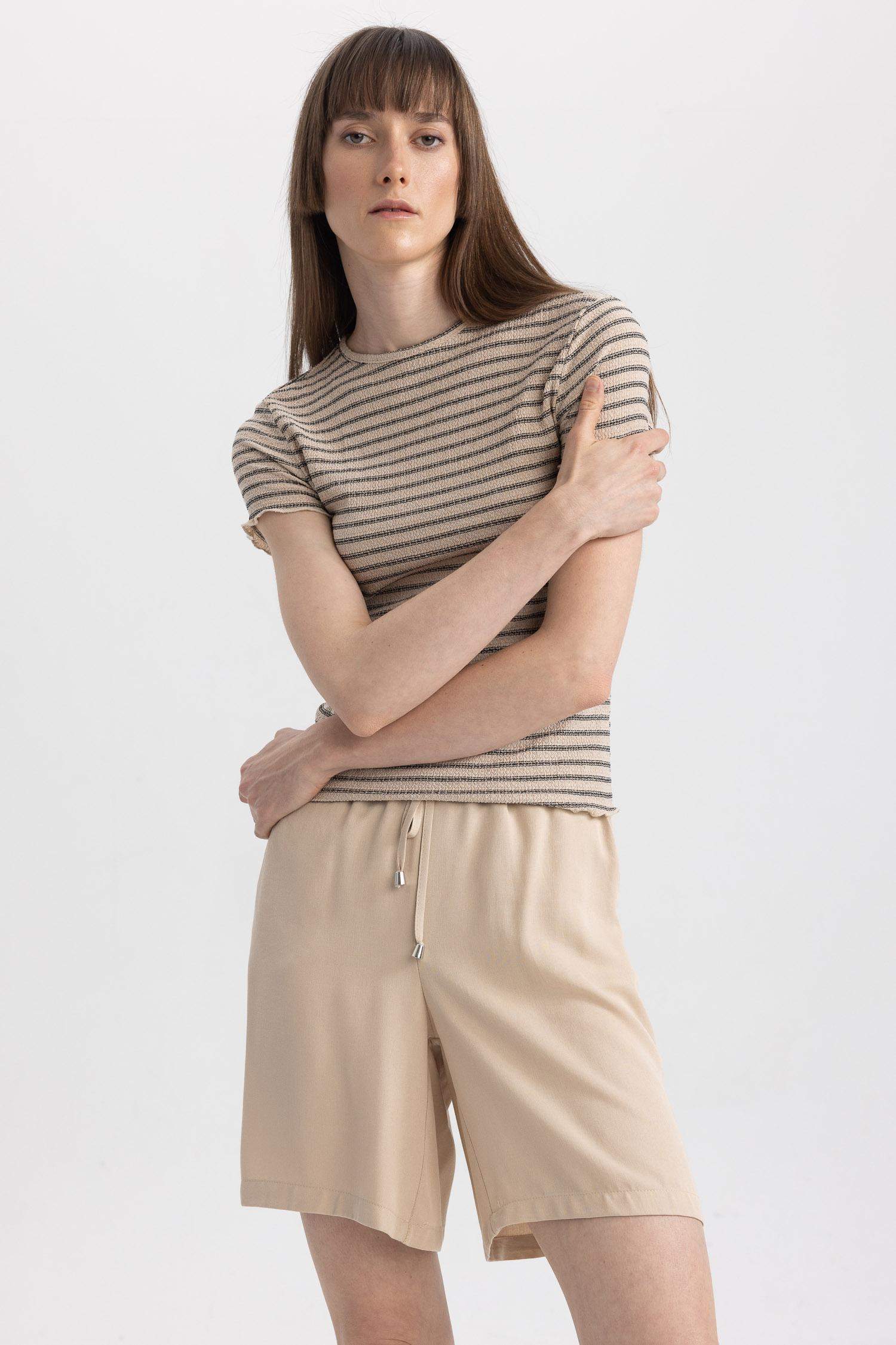 High Waist Viscose Shorts