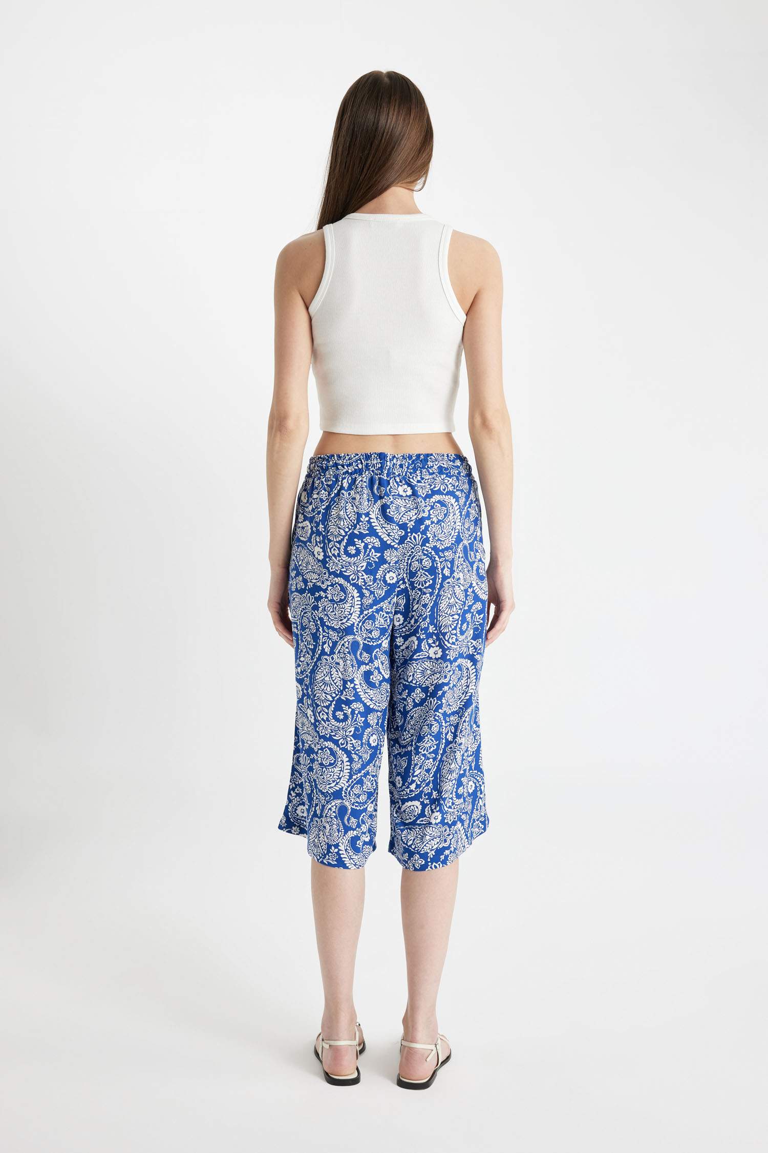 Patterned High Waist Viscose Capri