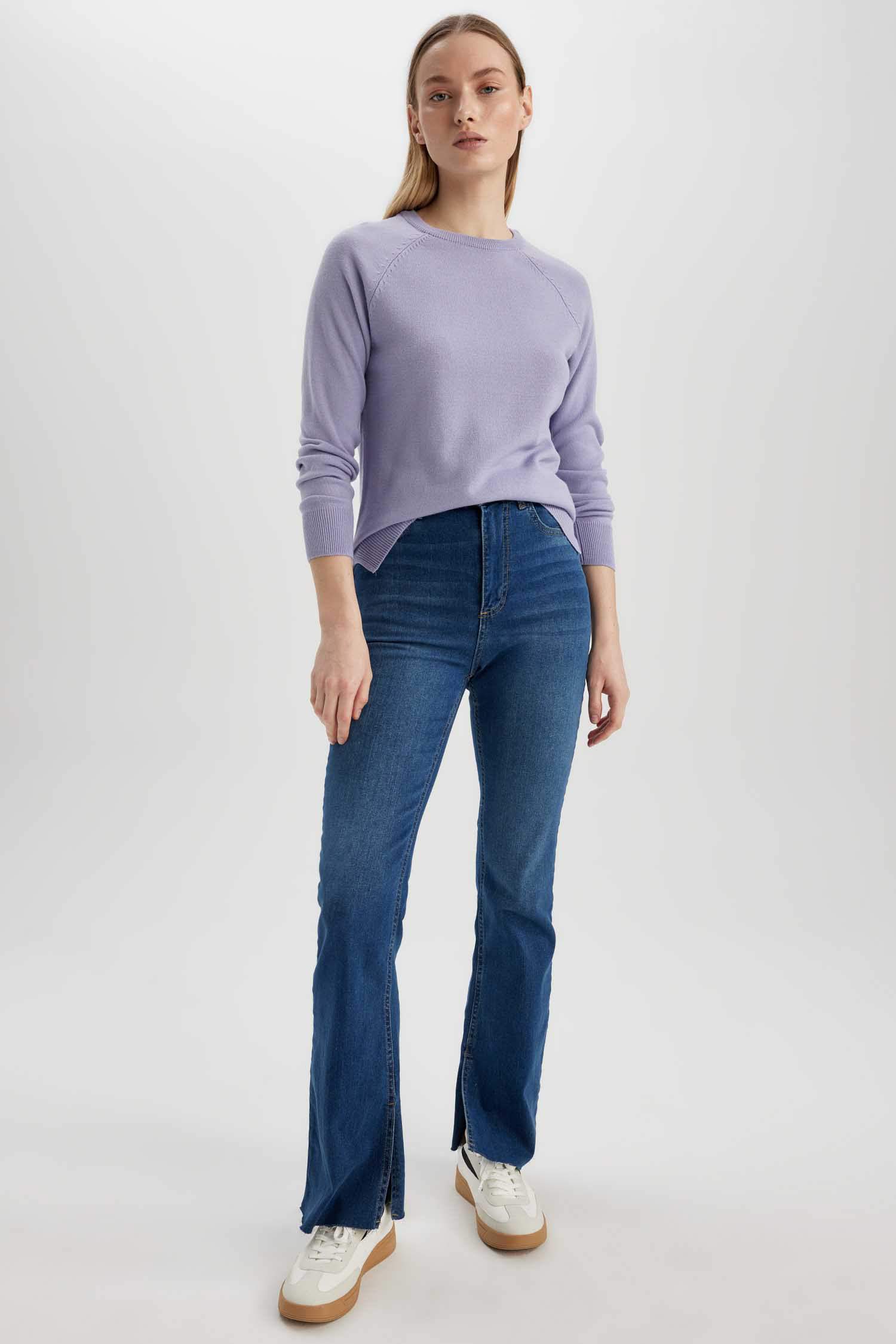 қалыпты пішім дөңгелек жаға Пулловер