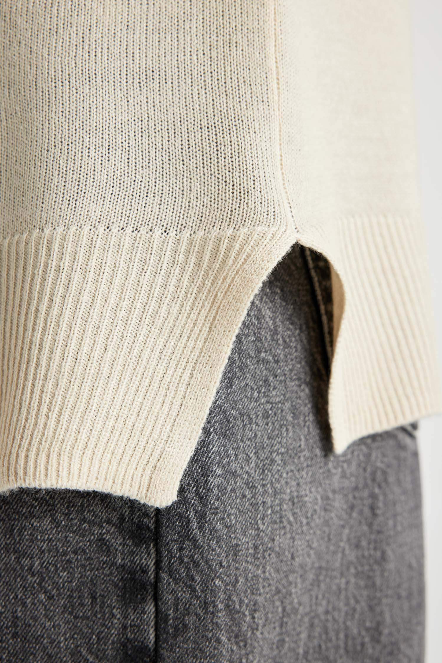 Regular Fit Yumuşak Dokulu Bisiklet Yaka Basic Düz Triko Kazak