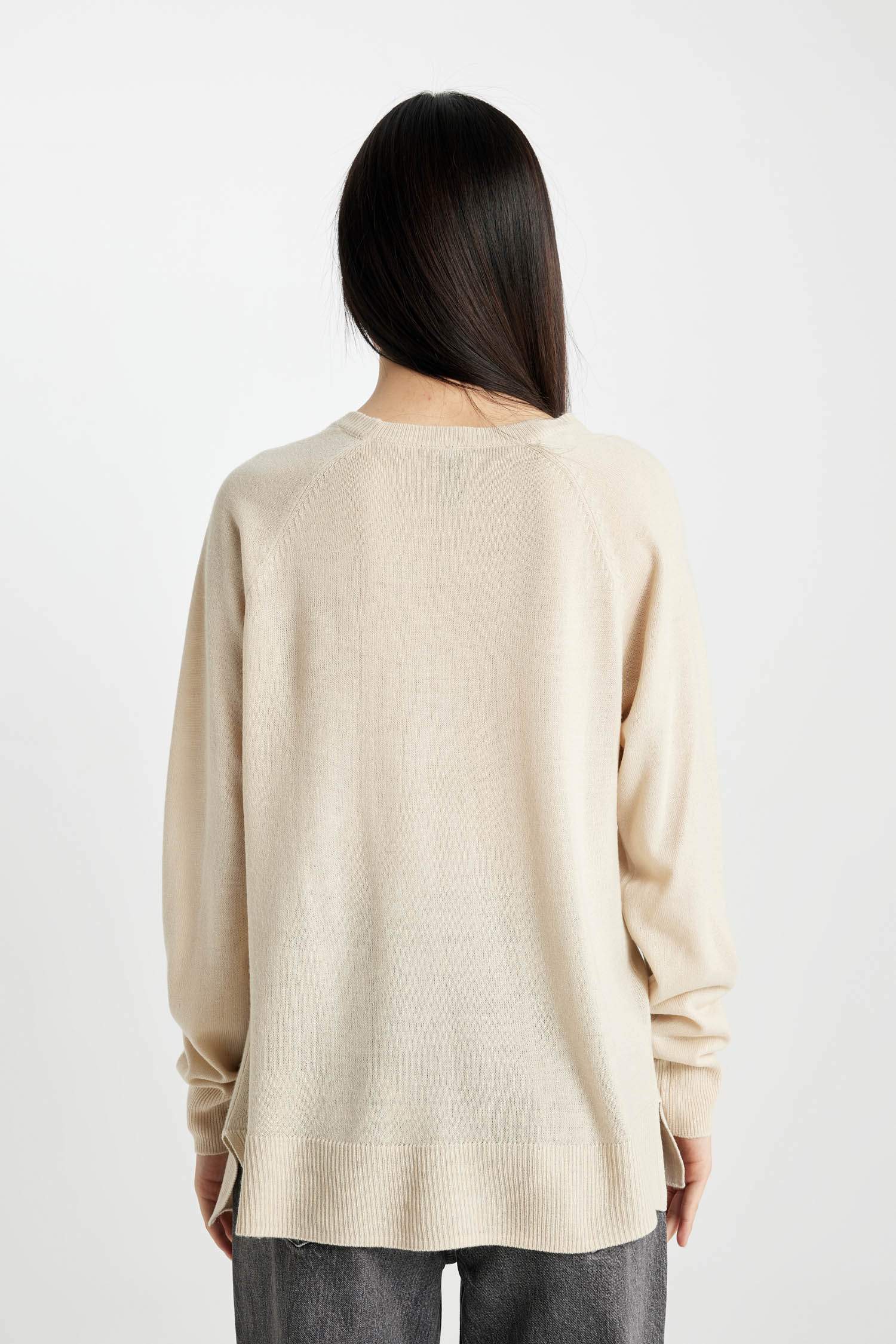 Regular Fit Yumuşak Dokulu Bisiklet Yaka Basic Düz Triko Kazak